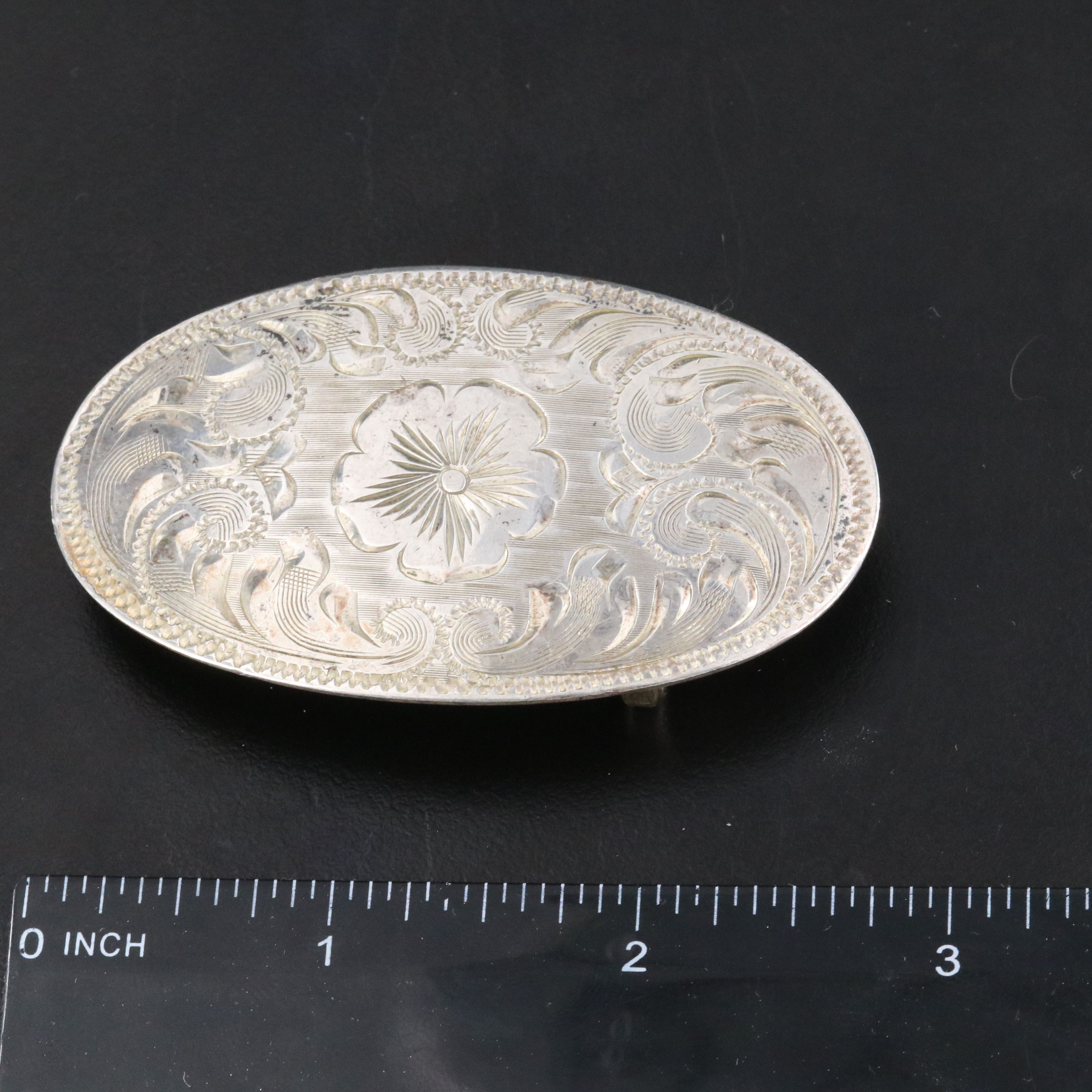 Frontier Hand-Engraved Southwestern Sterling Silver Belt Buckle