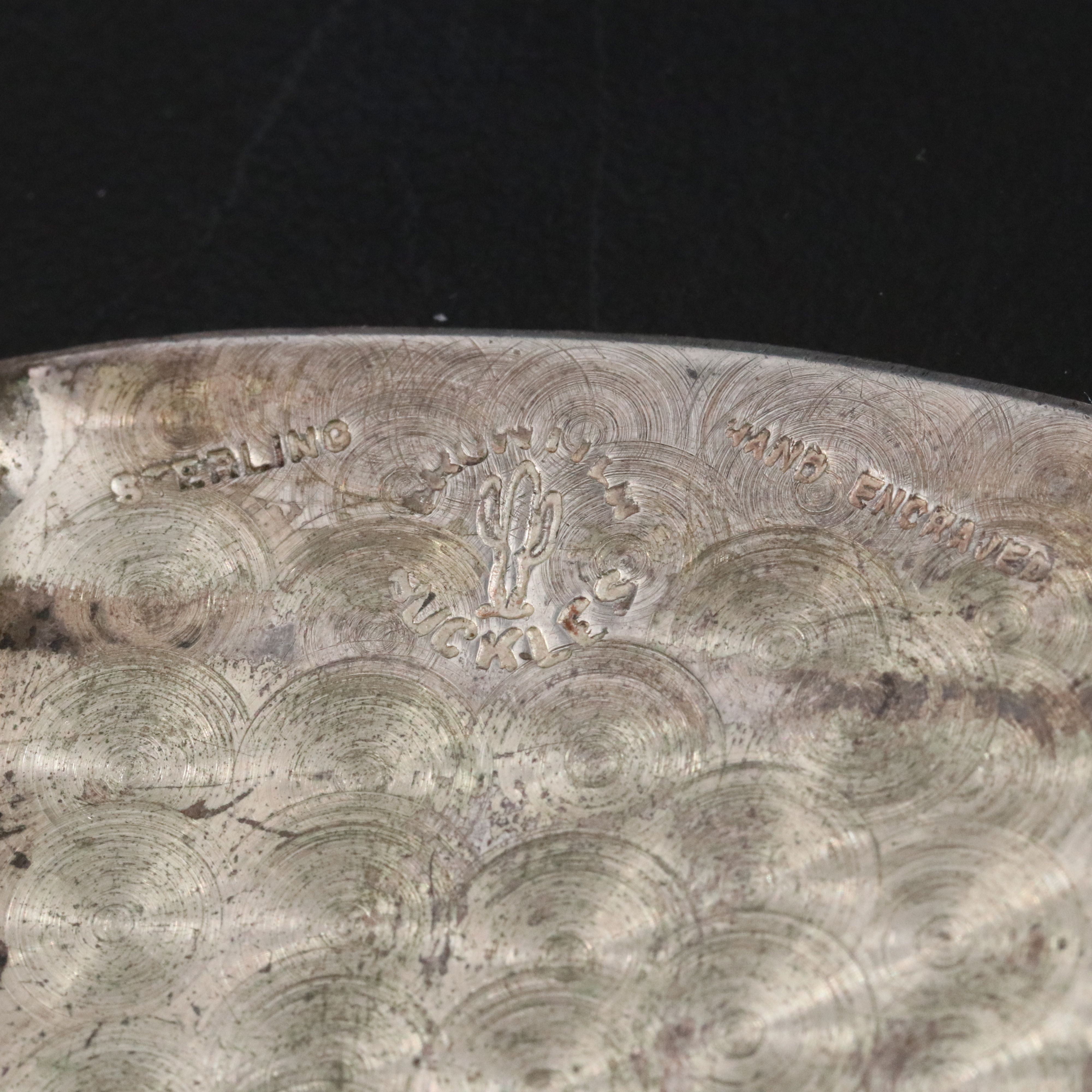 Frontier Hand-Engraved Southwestern Sterling Silver Belt Buckle