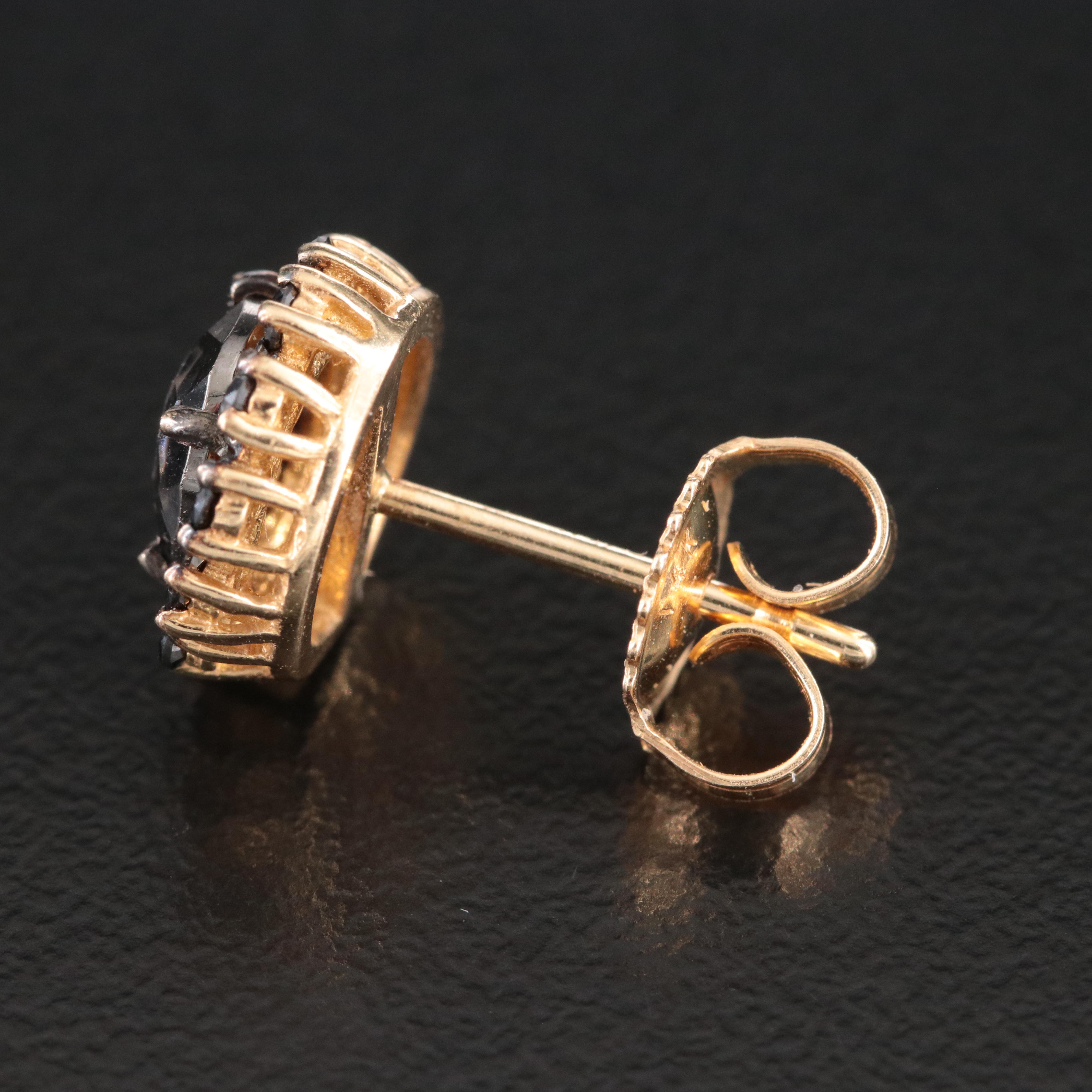 14K Quartz and Fancy Black Diamond Earrings