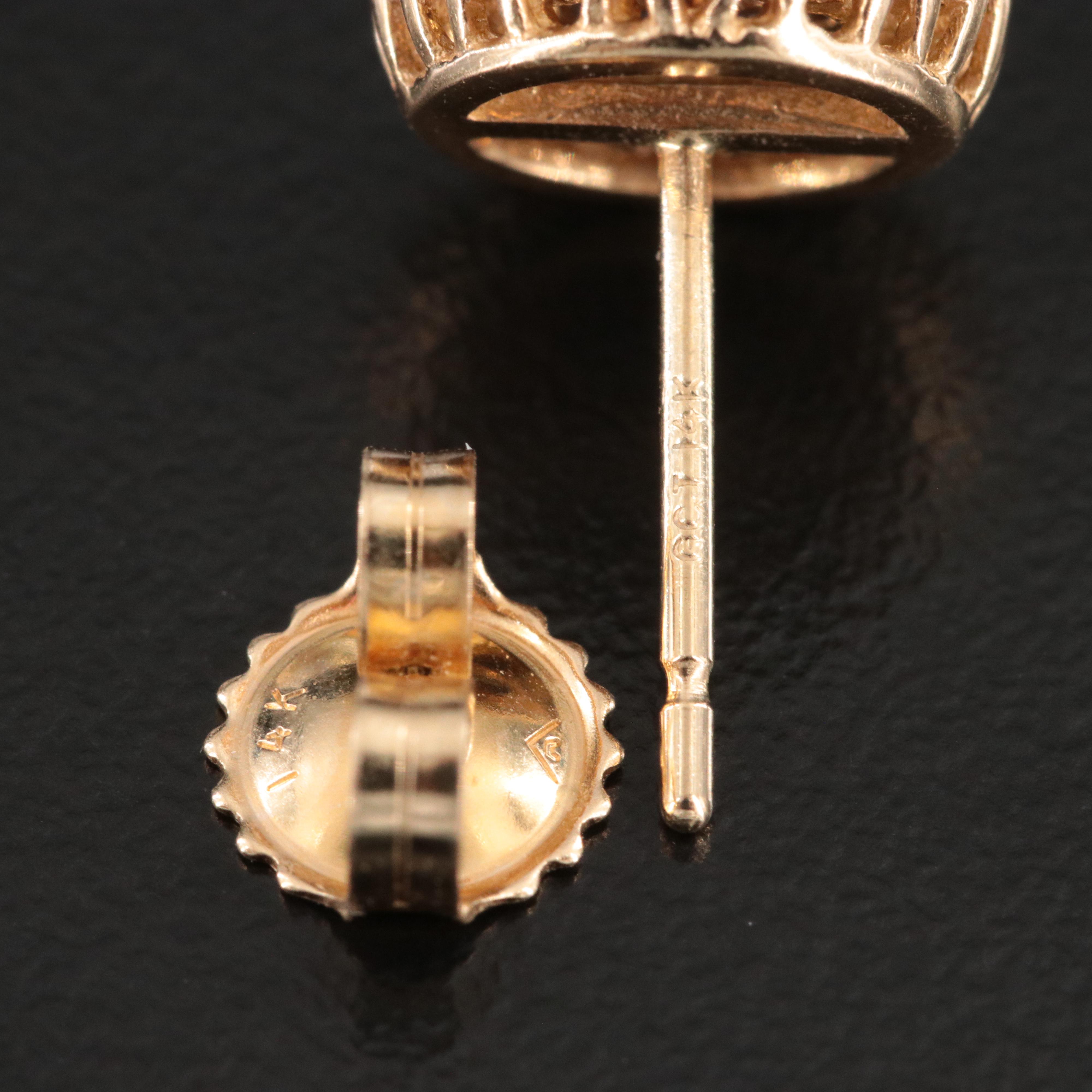 14K Quartz and Fancy Black Diamond Earrings