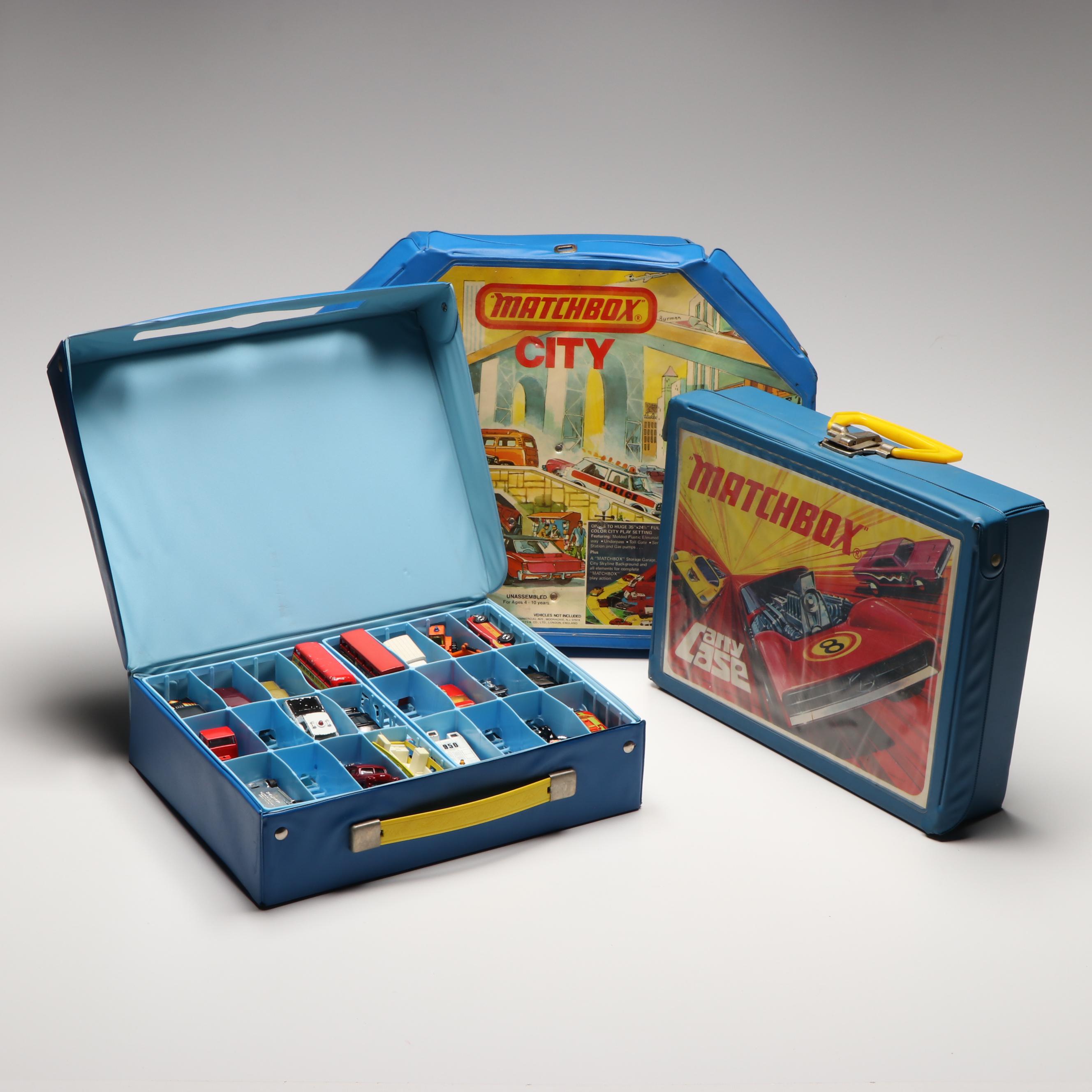 Matchbox City Play Set with Carry Cases and Other Diecast Toy Cars