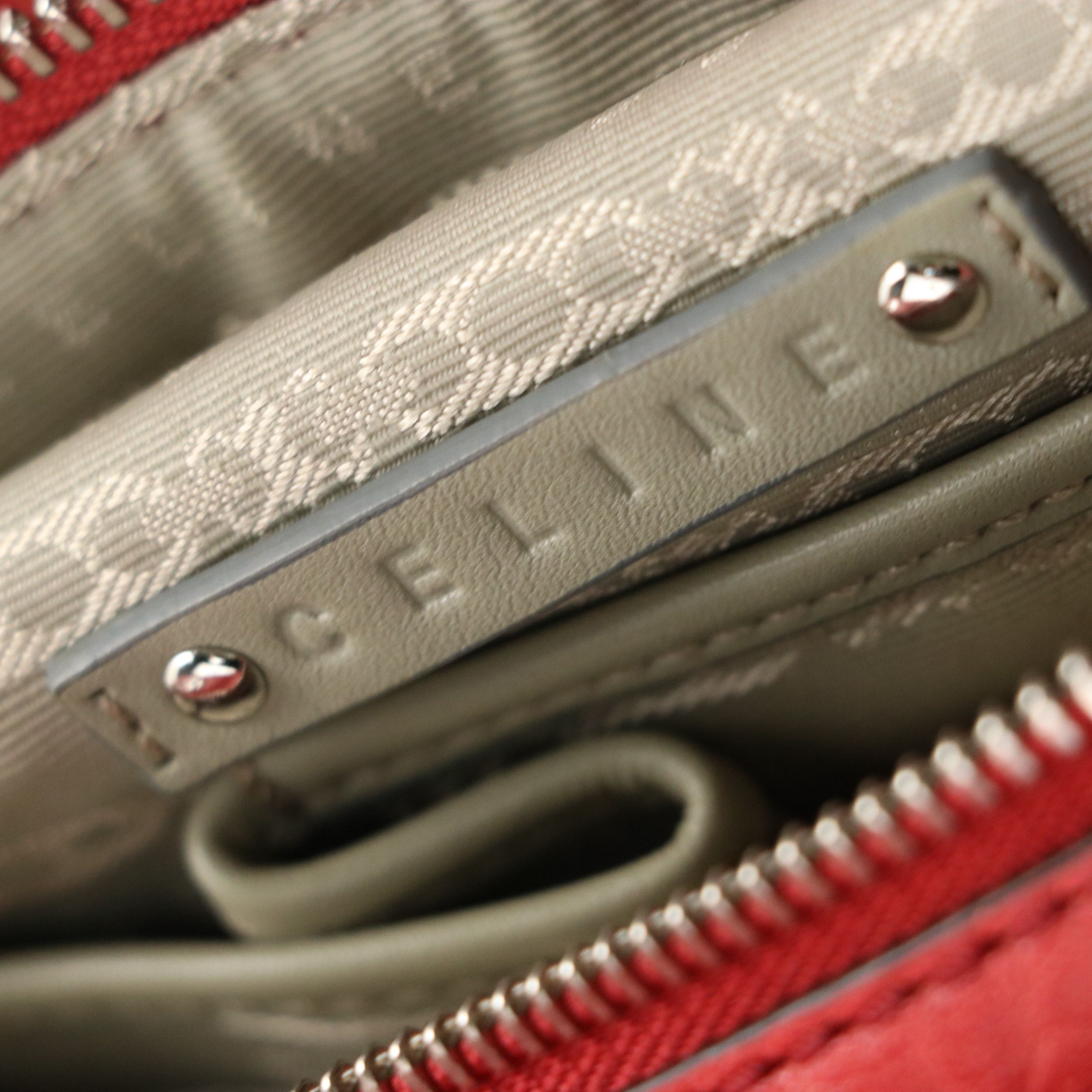 Celine Domed Zip-Around Shoulder Bag in Watermelon Pink Grained Leather