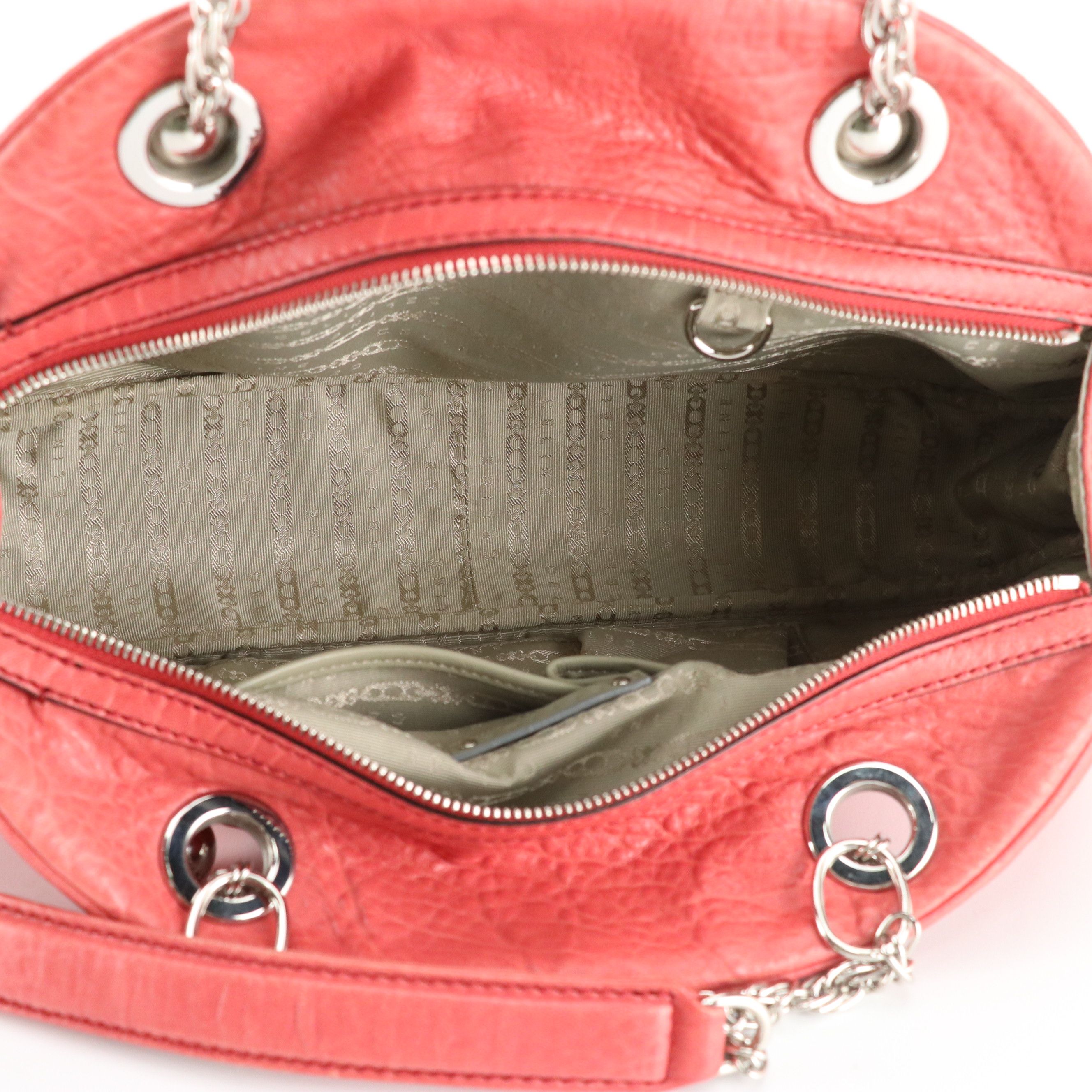 Celine Domed Zip-Around Shoulder Bag in Watermelon Pink Grained Leather