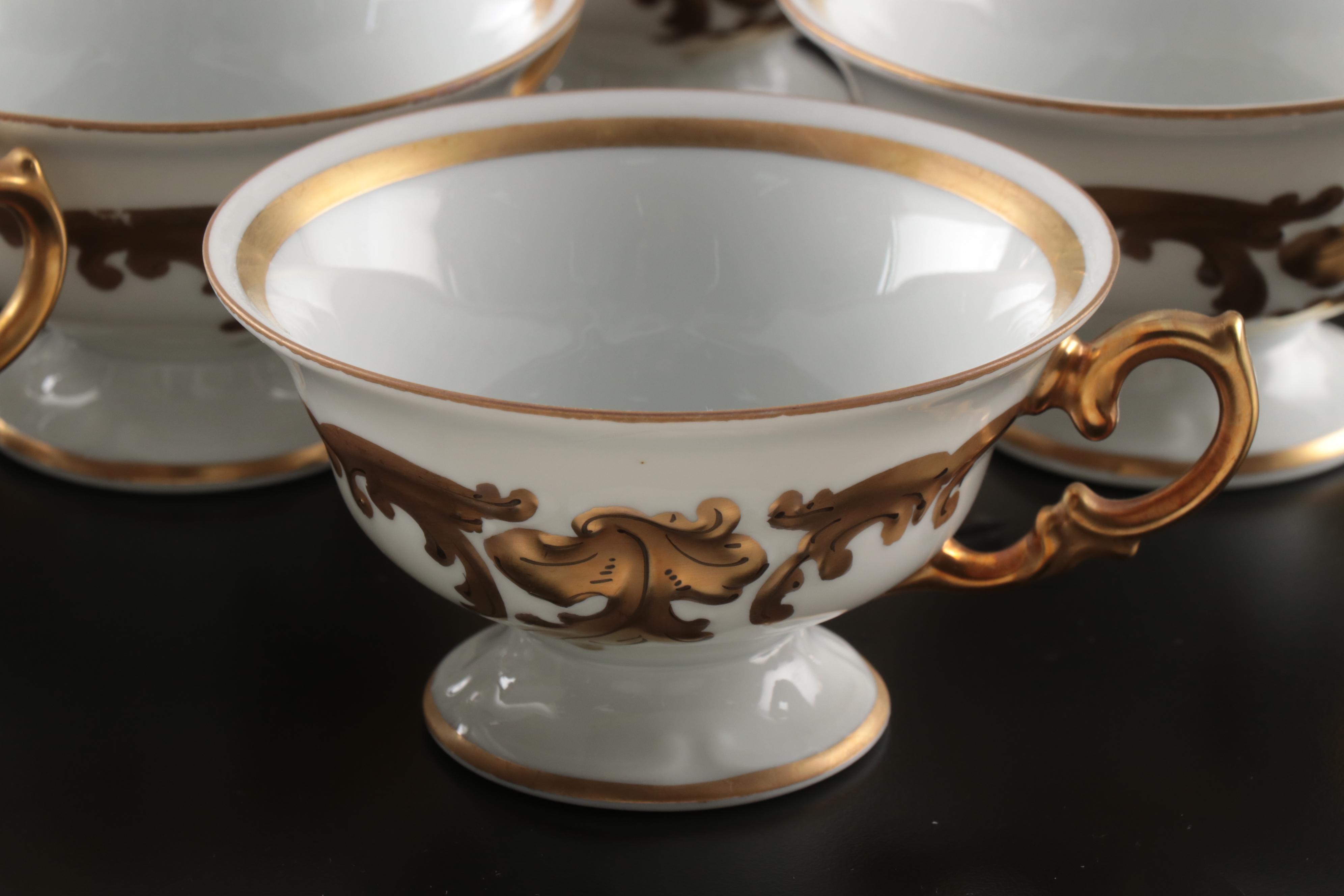 Wawel Polish Gilt Porcelain Dinnerware and Serving Pieces