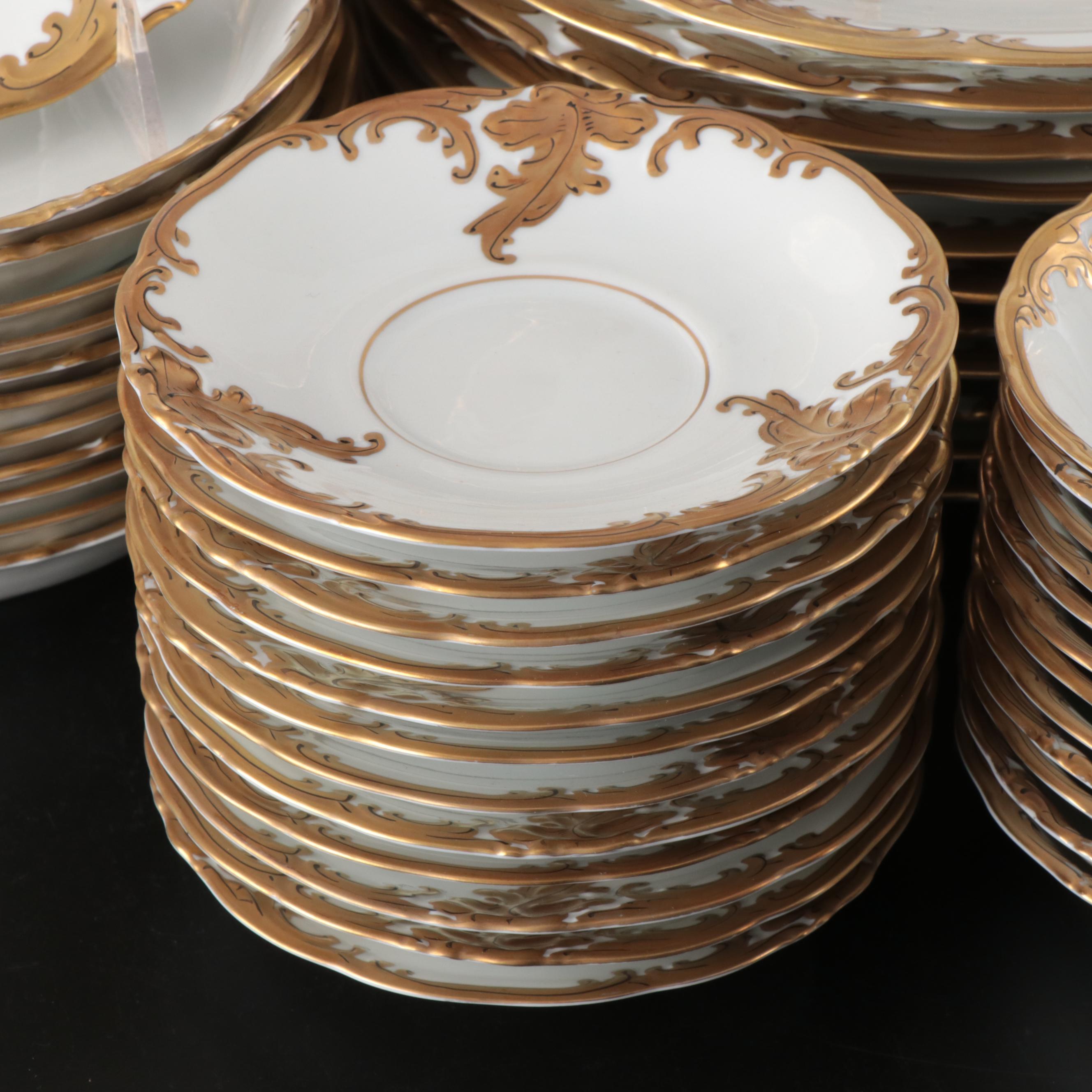 Wawel Polish Gilt Porcelain Dinnerware and Serving Pieces