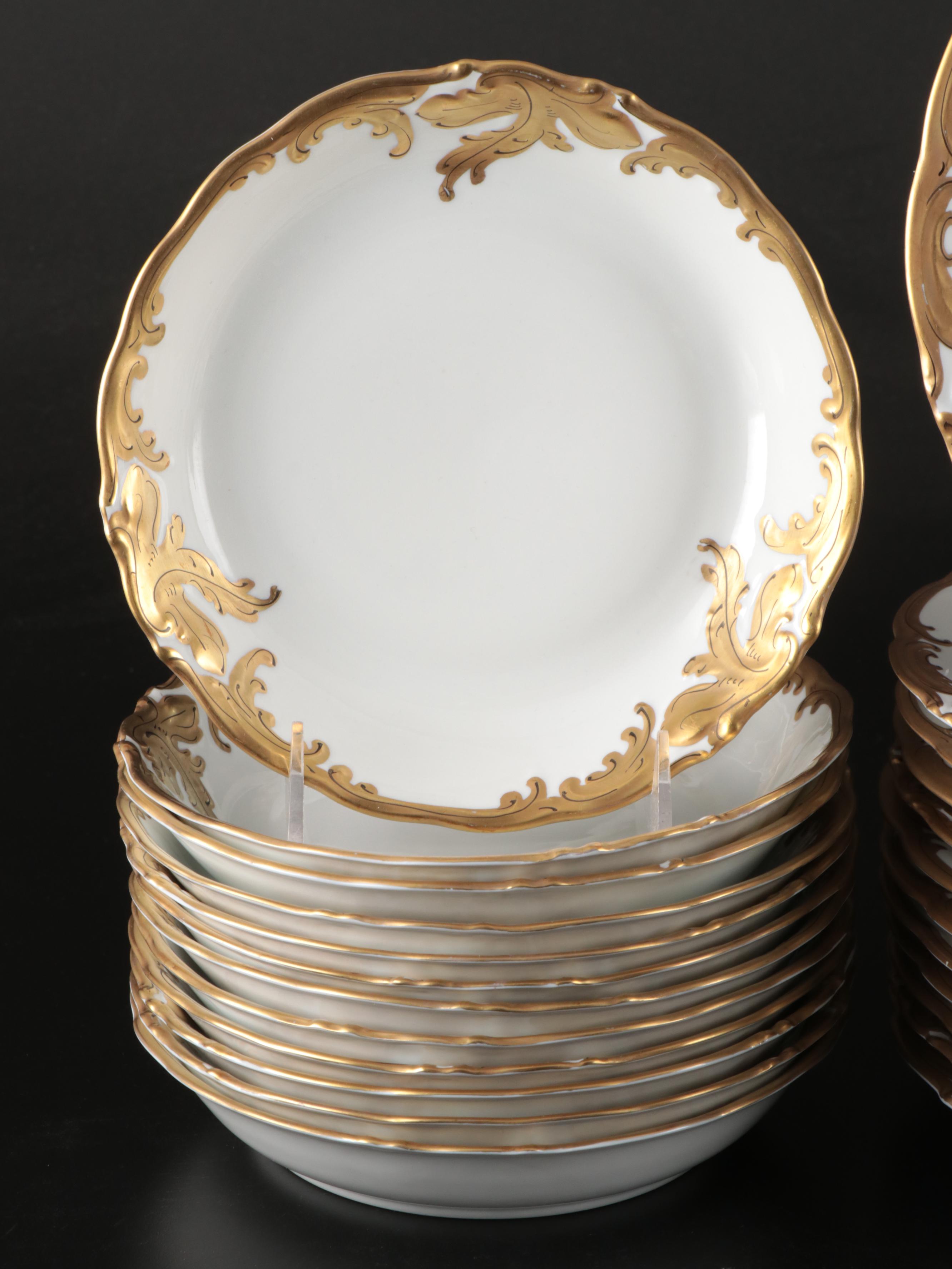 Wawel Polish Gilt Porcelain Dinnerware and Serving Pieces