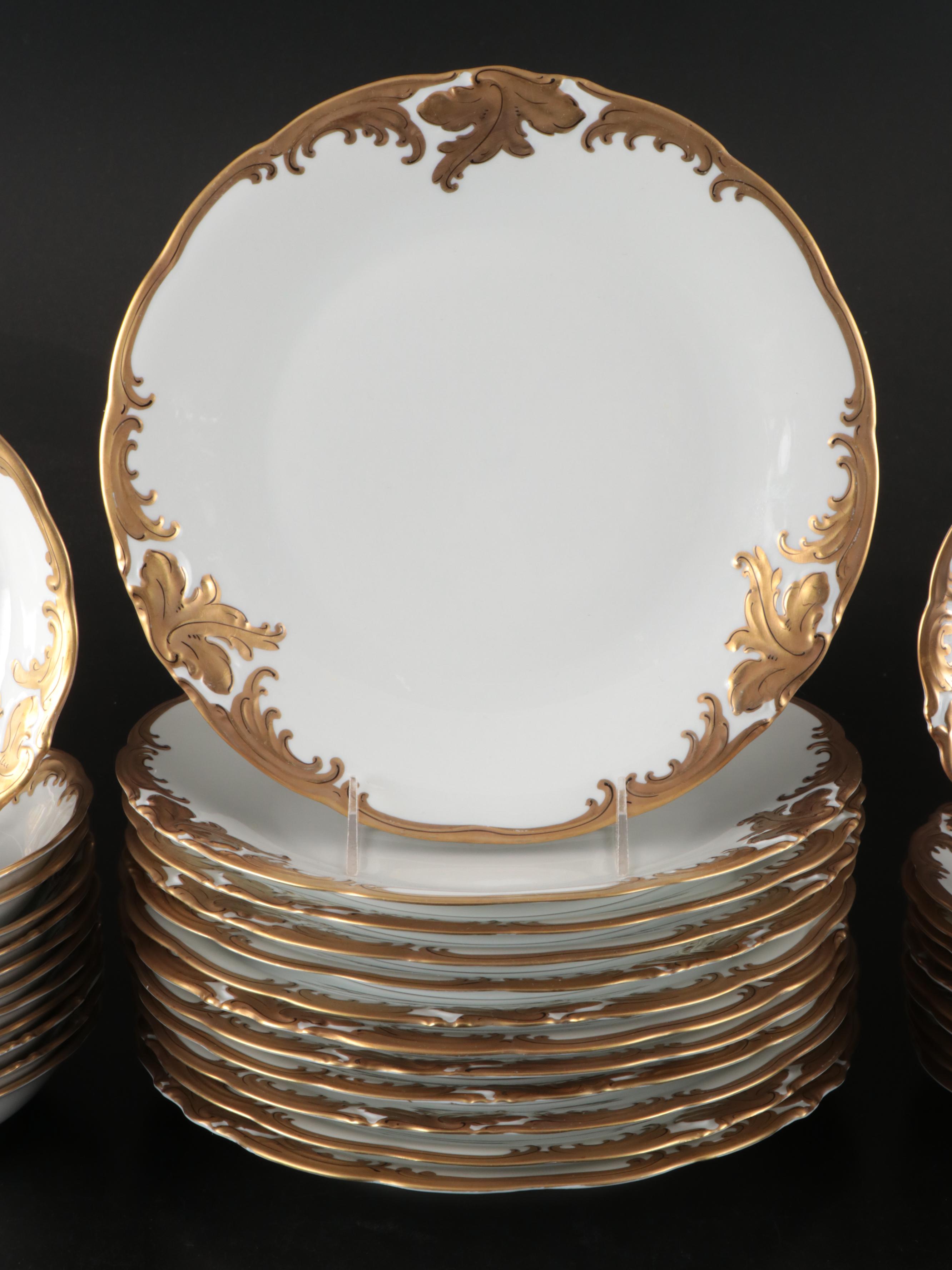 Wawel Polish Gilt Porcelain Dinnerware and Serving Pieces