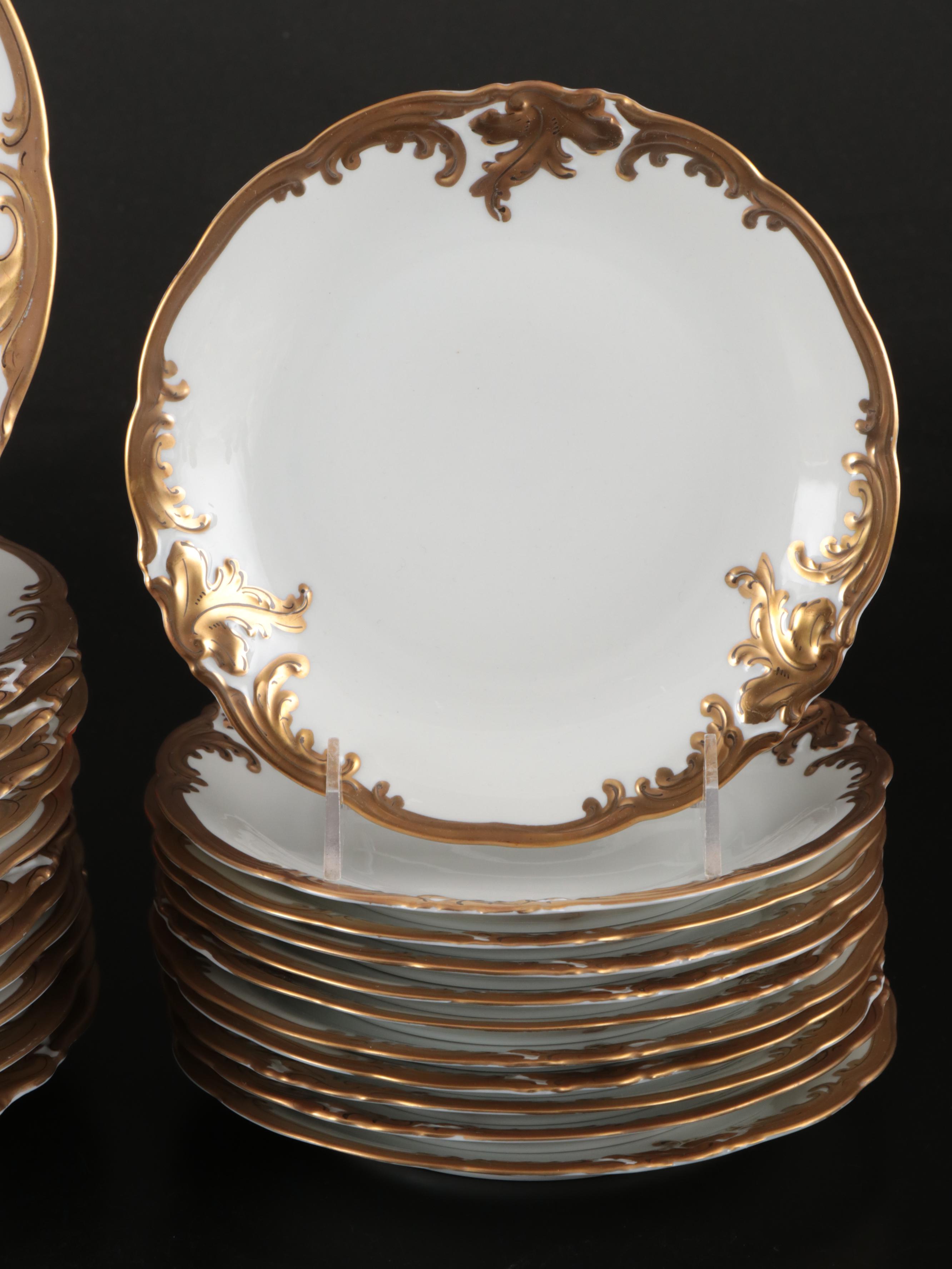 Wawel Polish Gilt Porcelain Dinnerware and Serving Pieces