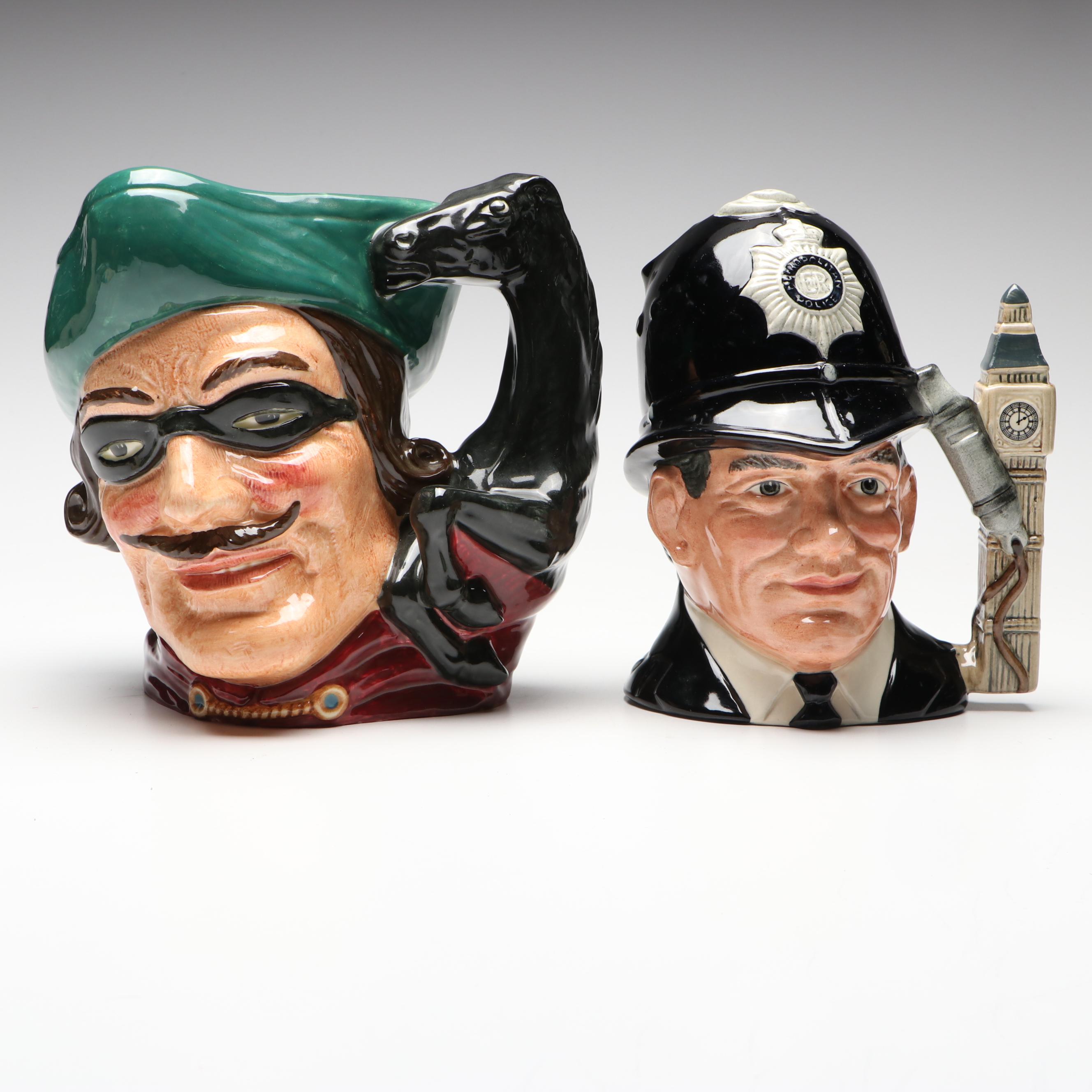 Royal Doulton "Dick Turpin" and "The London Bobby" Character Jugs