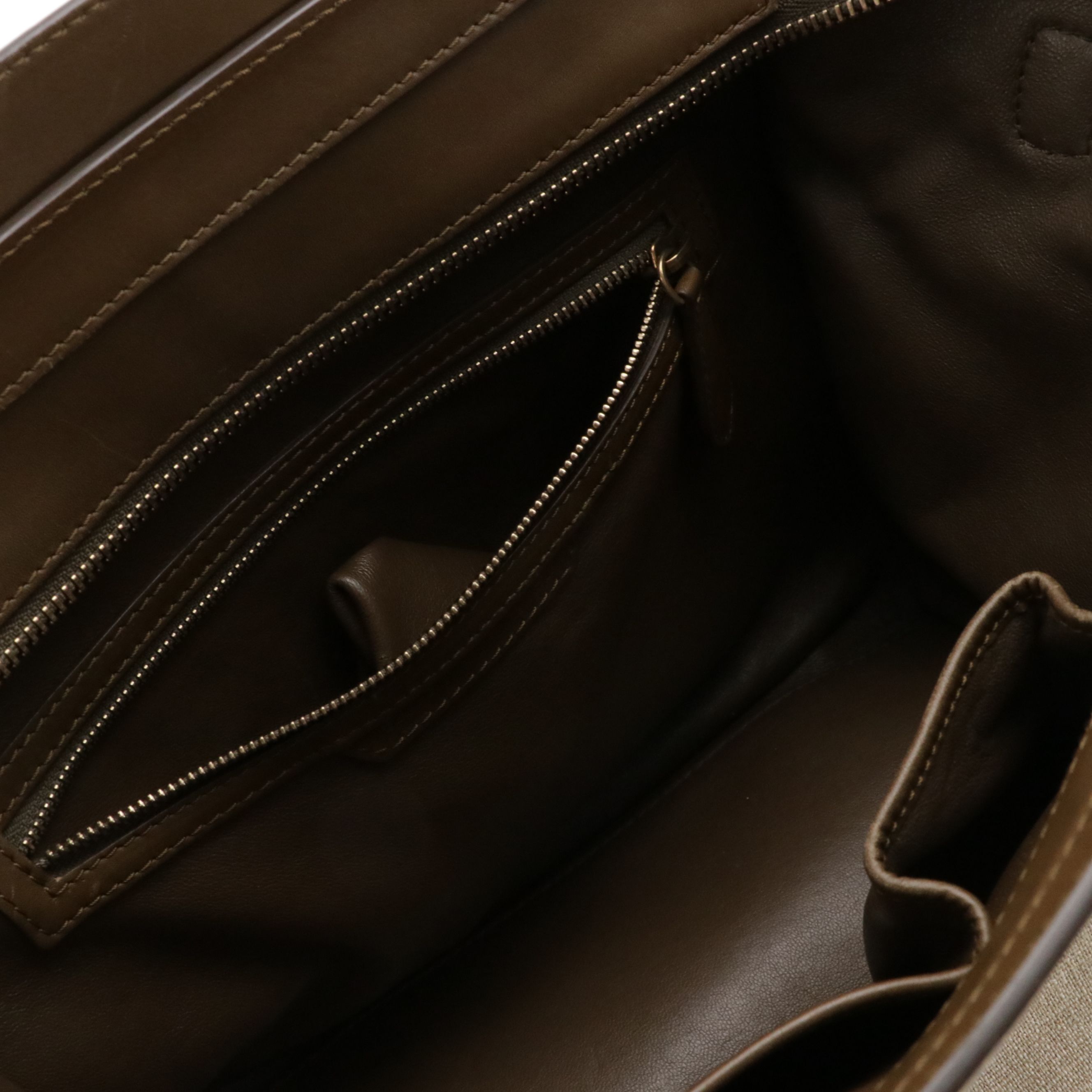 Céline Mini Luggage Tote in Beige Canvas and Two-Tone Calfskin Leather