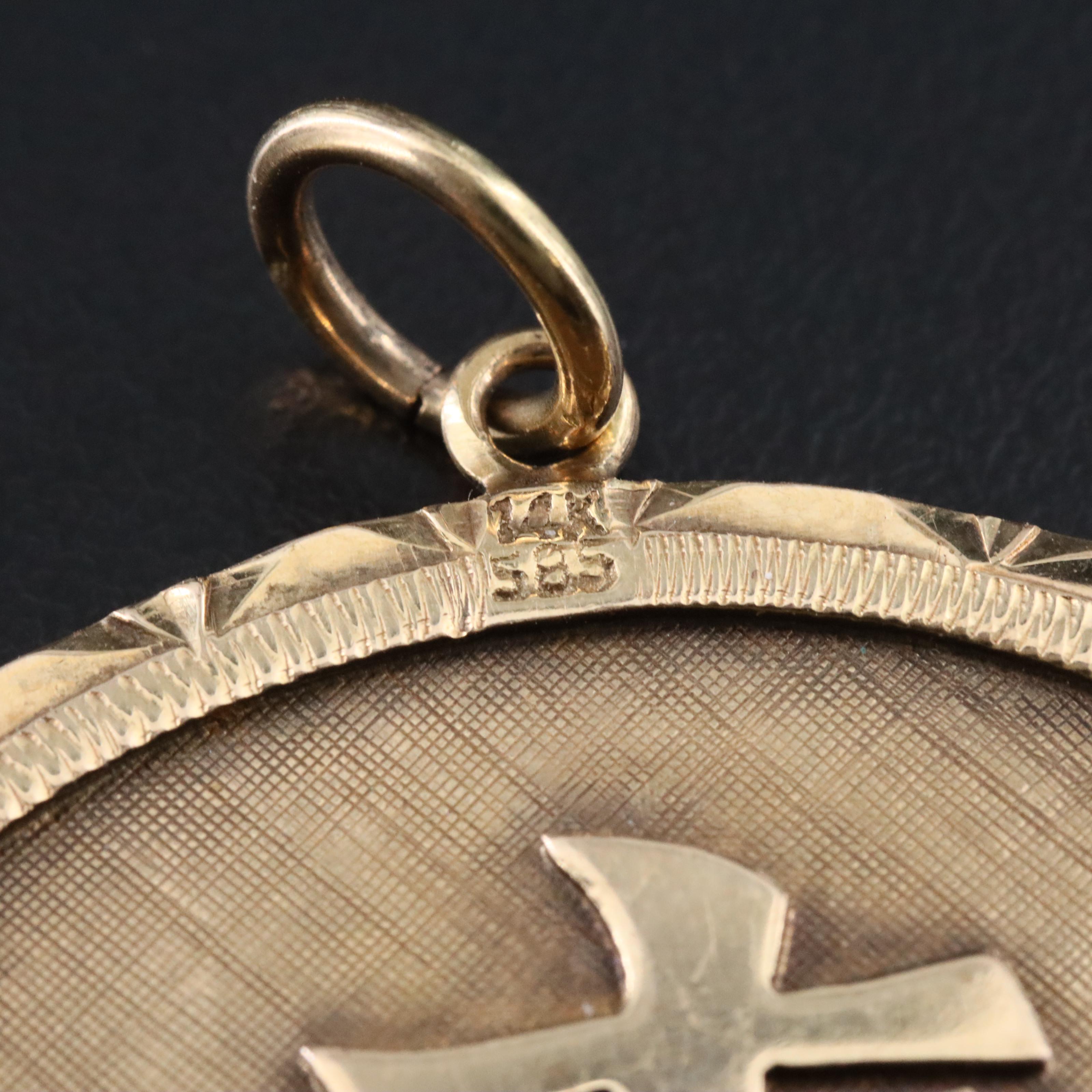 14K Good Fortune and Longevity Reversible Pendant