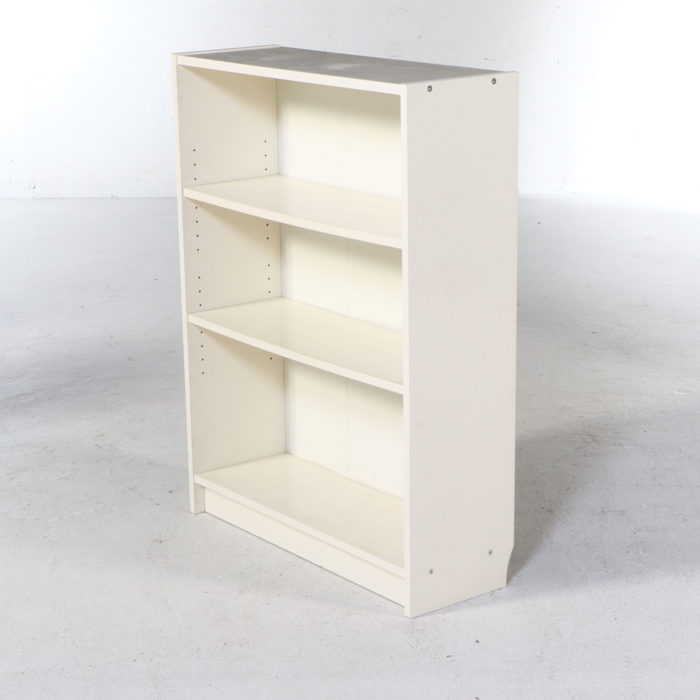 Set of Five White Wooden Freestanding Bookcases