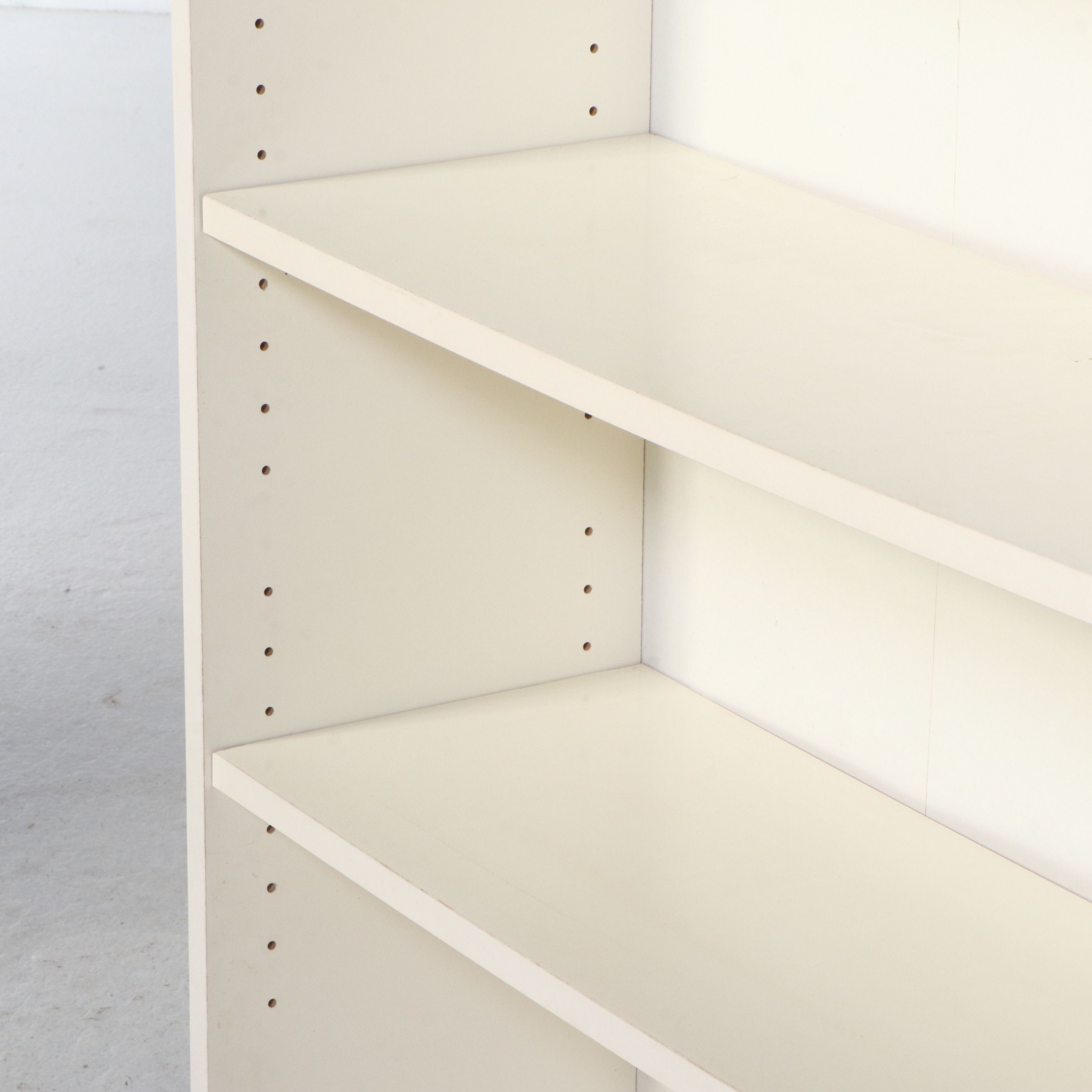 Set of Five White Wooden Freestanding Bookcases
