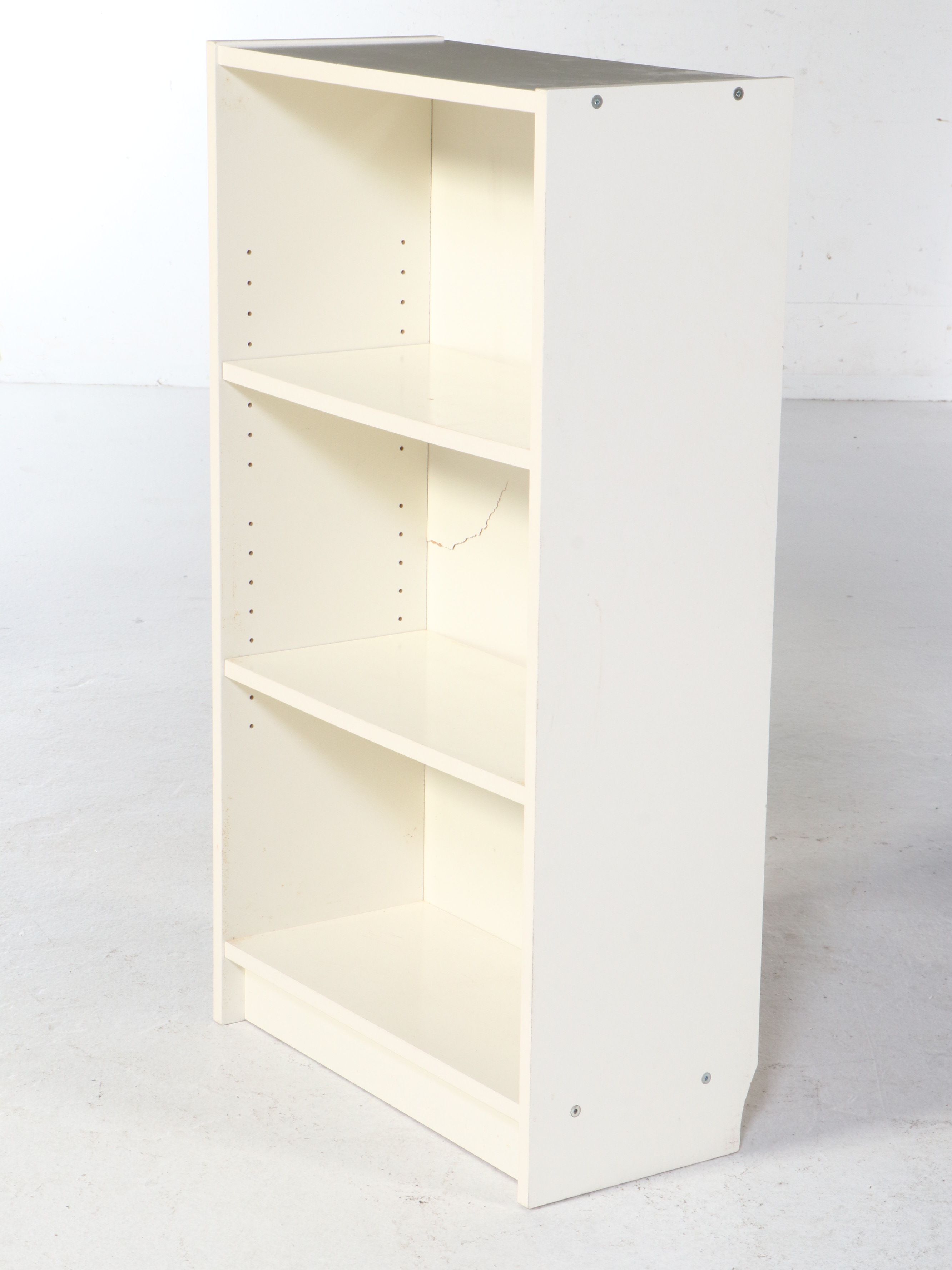 Set of Five White Wooden Freestanding Bookcases