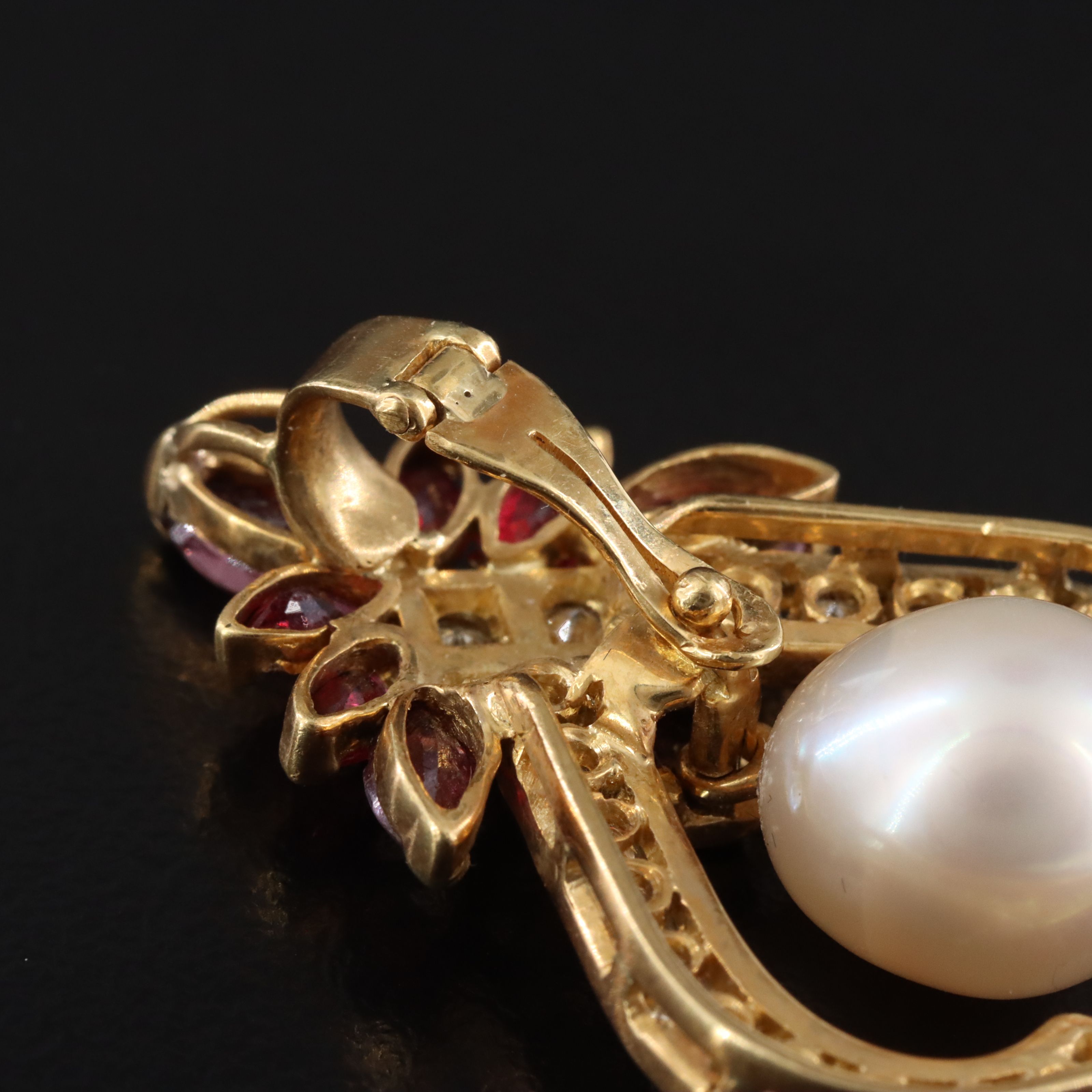18K Pearl, Ruby and Diamond Enhancer Pendant