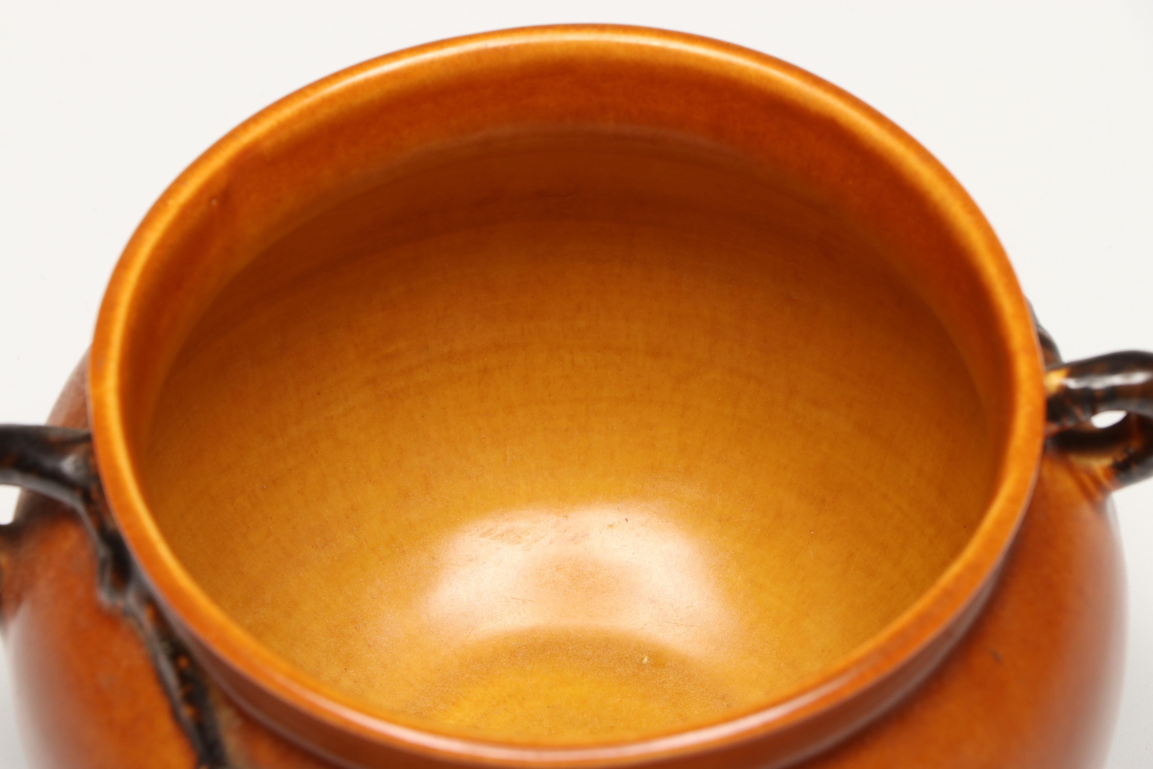 Roseville Pottery "Clematis Autumn Brown" and "Bushberry" Pots and Bowl