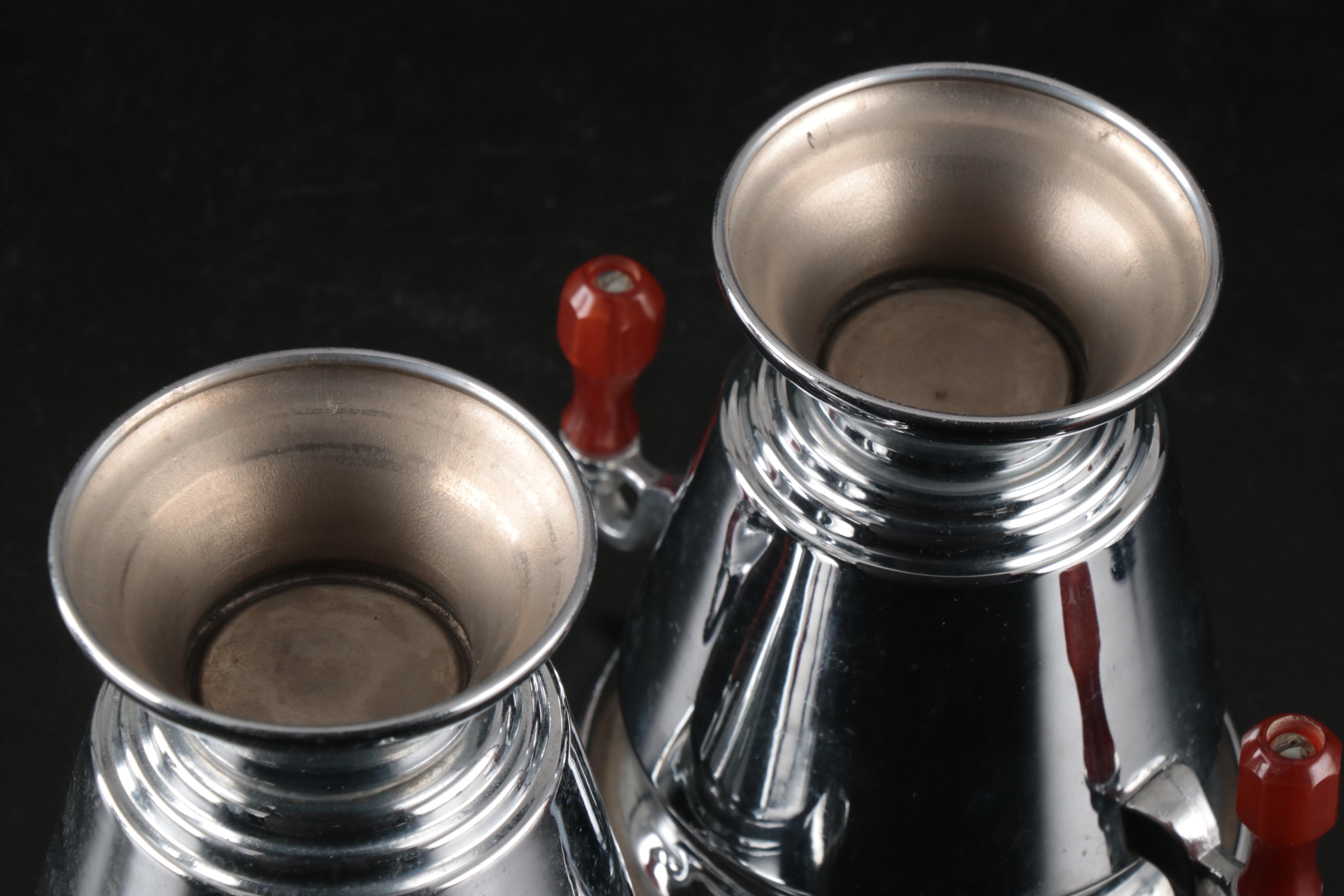 Farberware Art Deco Stainless Steel Coffee Percolator with Creamer and Sugar