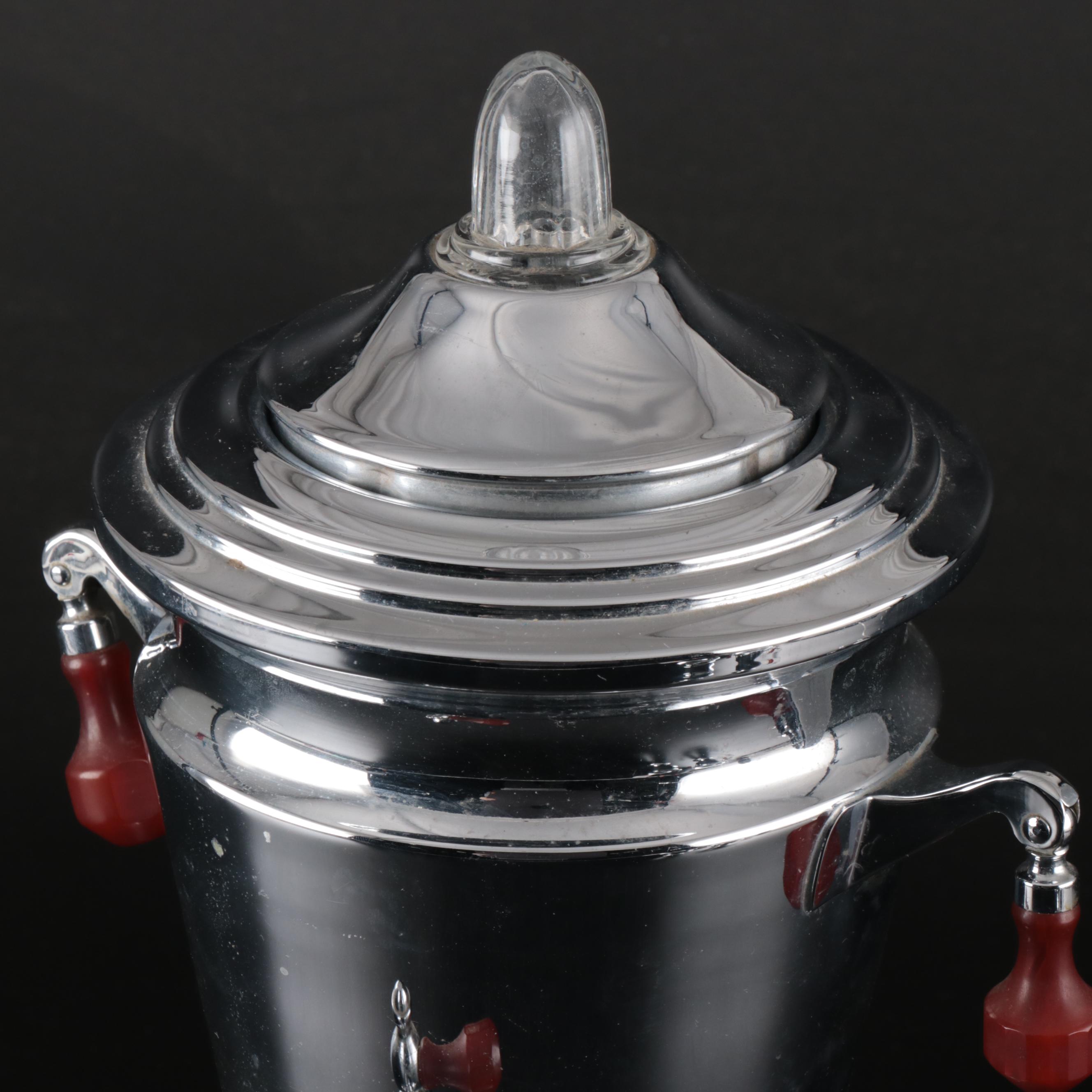 Farberware Art Deco Stainless Steel Coffee Percolator with Creamer and Sugar