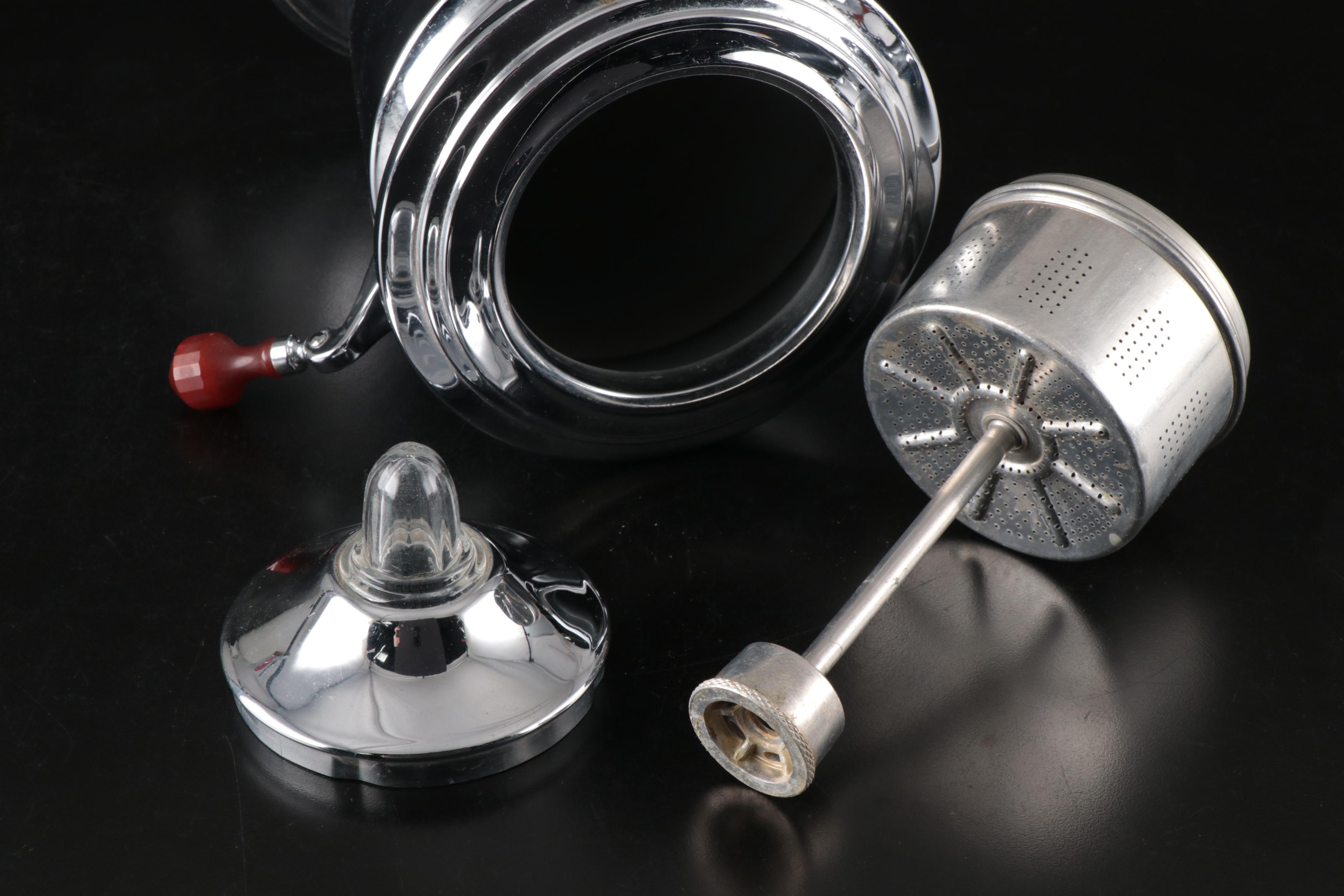 Farberware Art Deco Stainless Steel Coffee Percolator with Creamer and Sugar