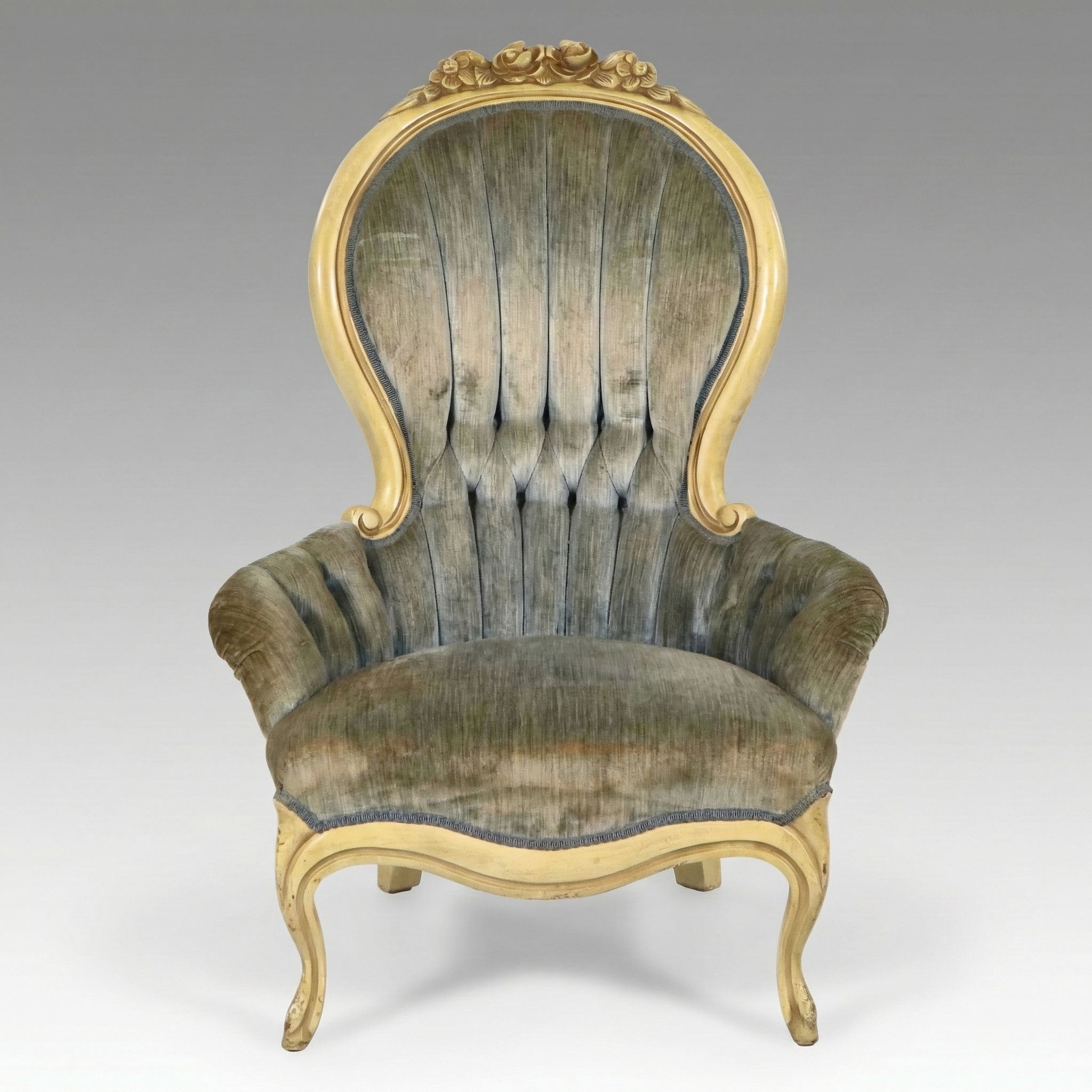 French Victorian Style Balloon-Back Parlor Chair, 20th Century