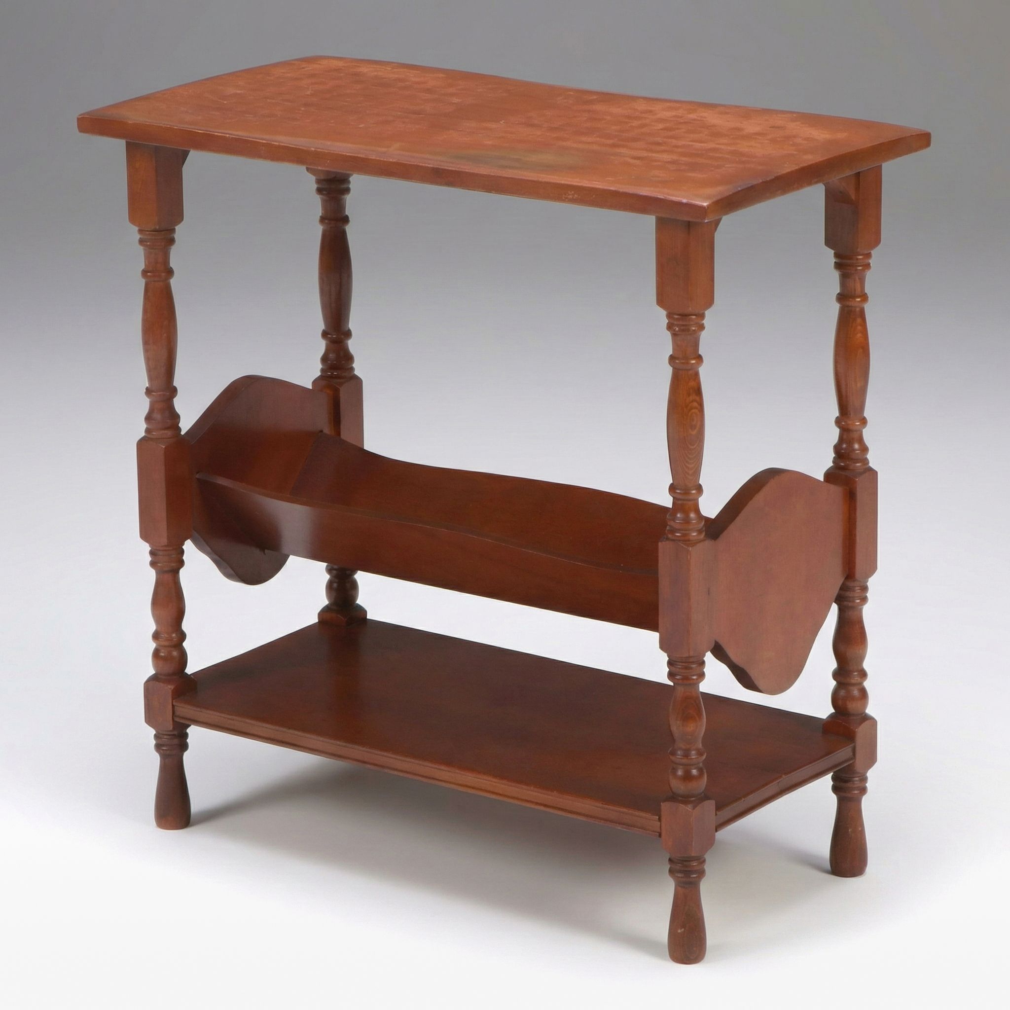American Colonial Style Cherry End Table with Magazine Rack, 20th Century
