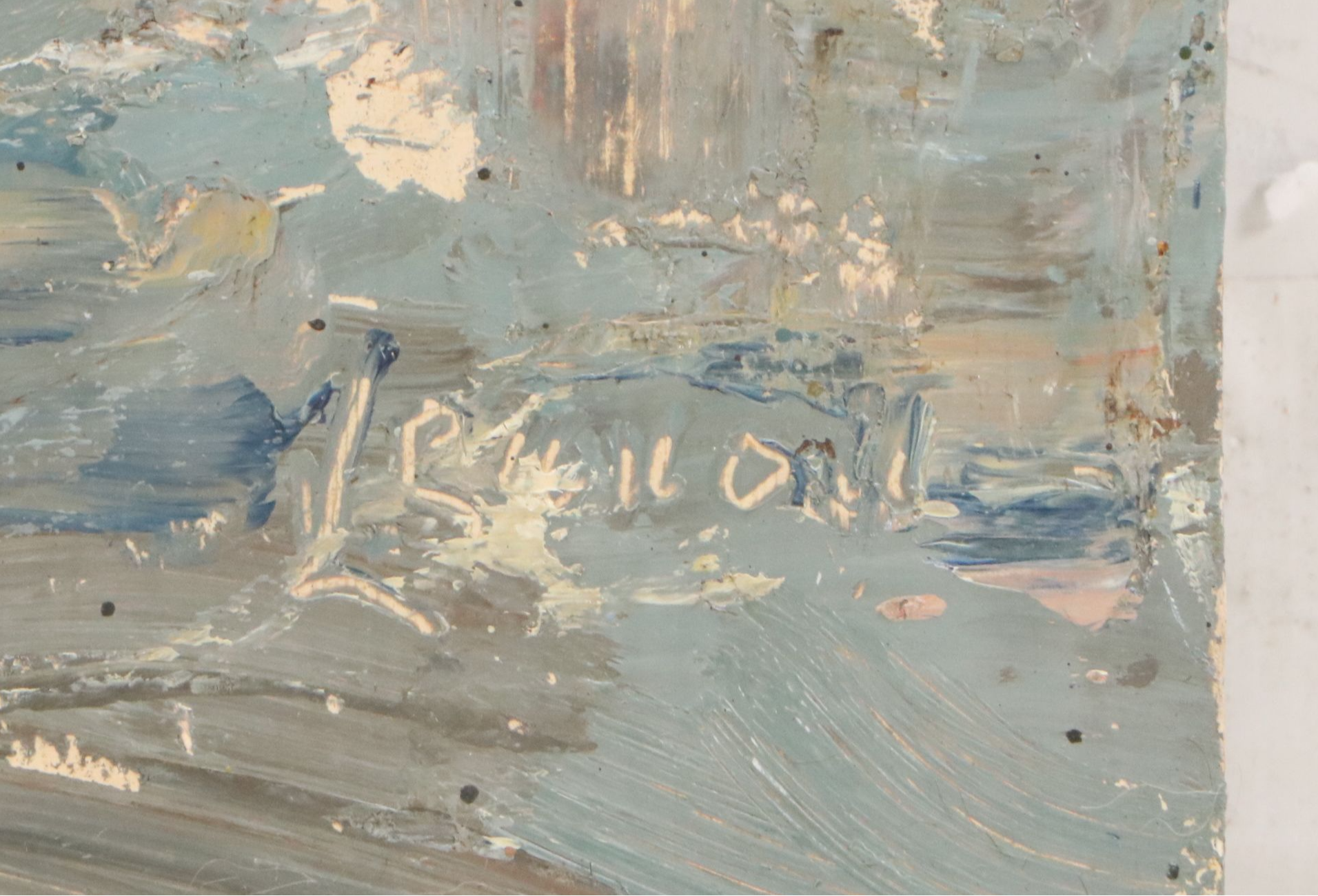 Bernard Lennon City Street Scene Oil Painting