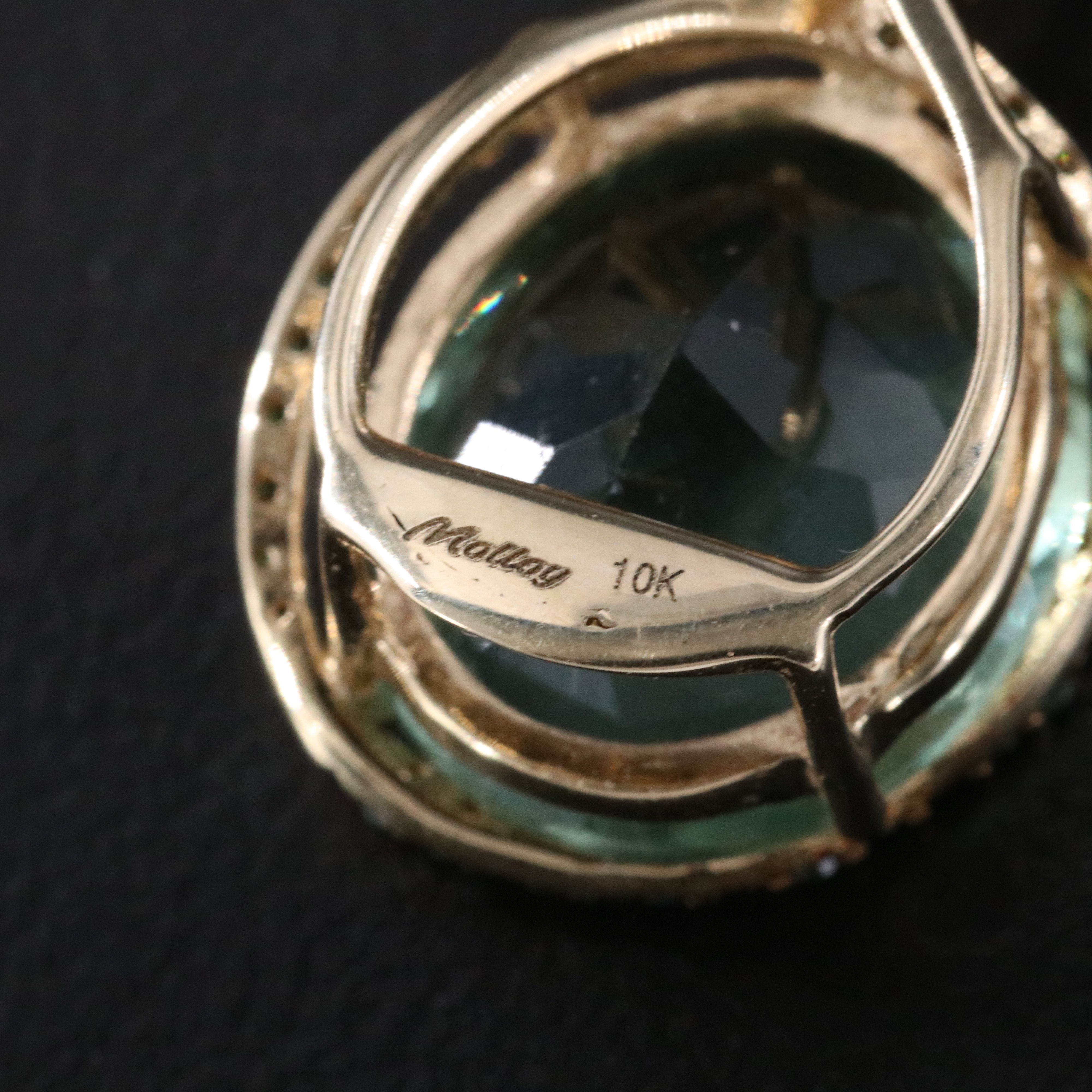 10K 8.95 CT Fluorite and Diamond Pendant Necklace