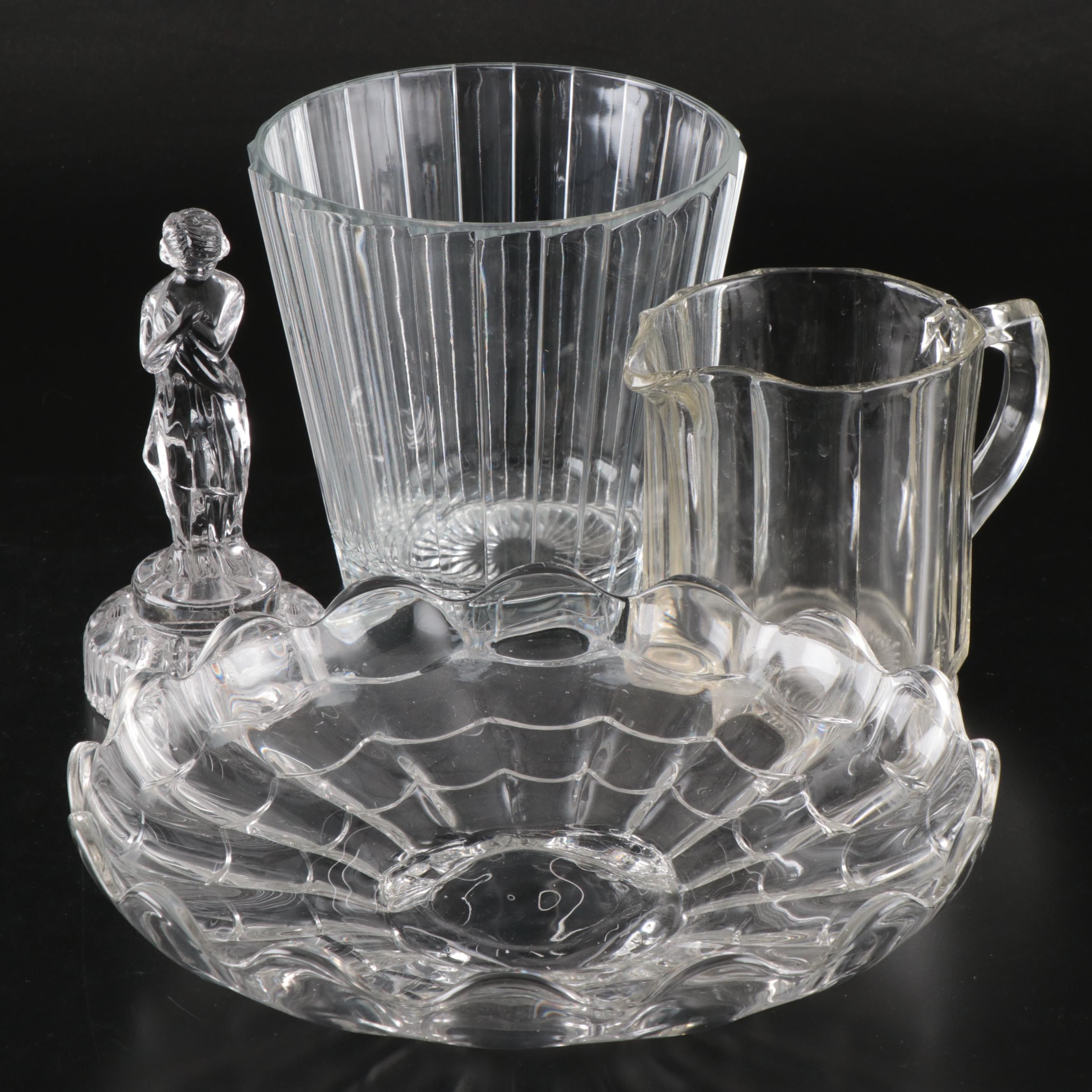 Cambridge Glass "Draped Lady" Flower Frog with More Glass Tableware