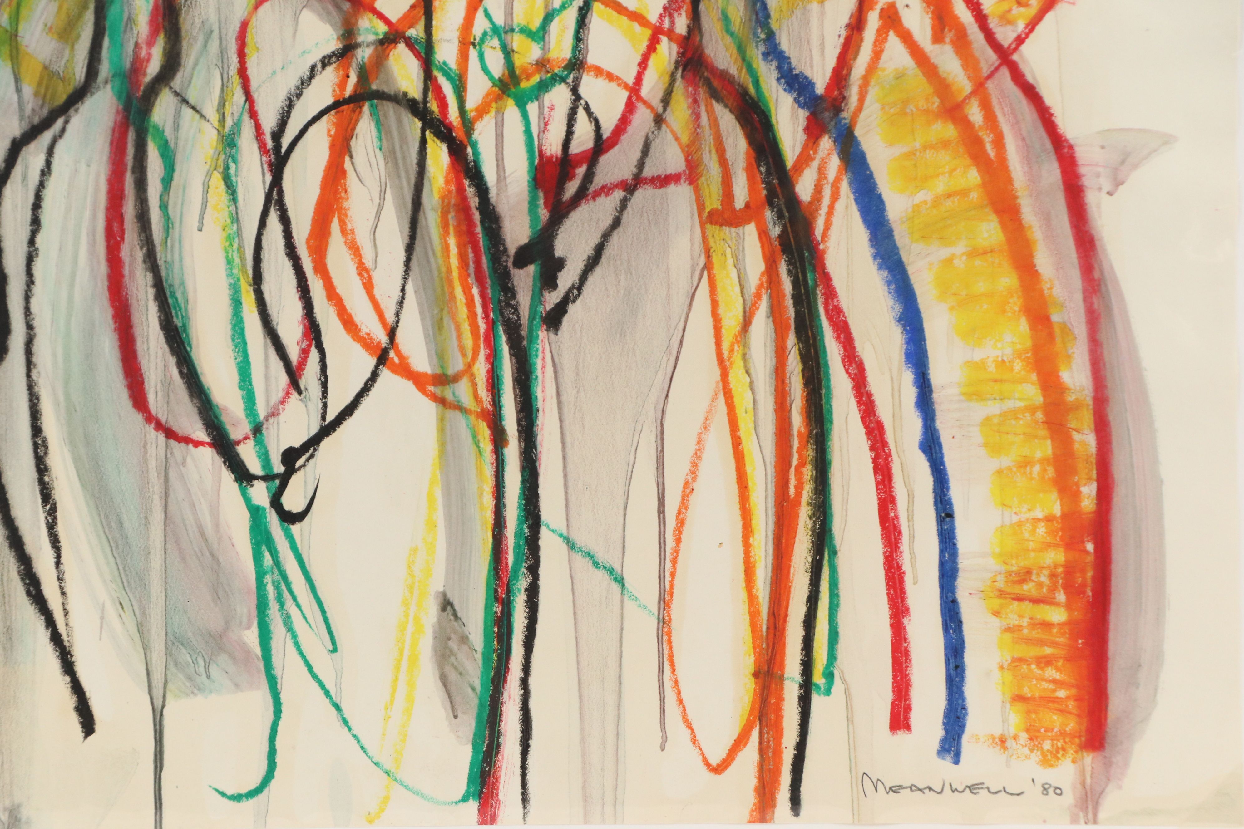 Jack Meanwell Abstract Expressionist Drawing, 1980