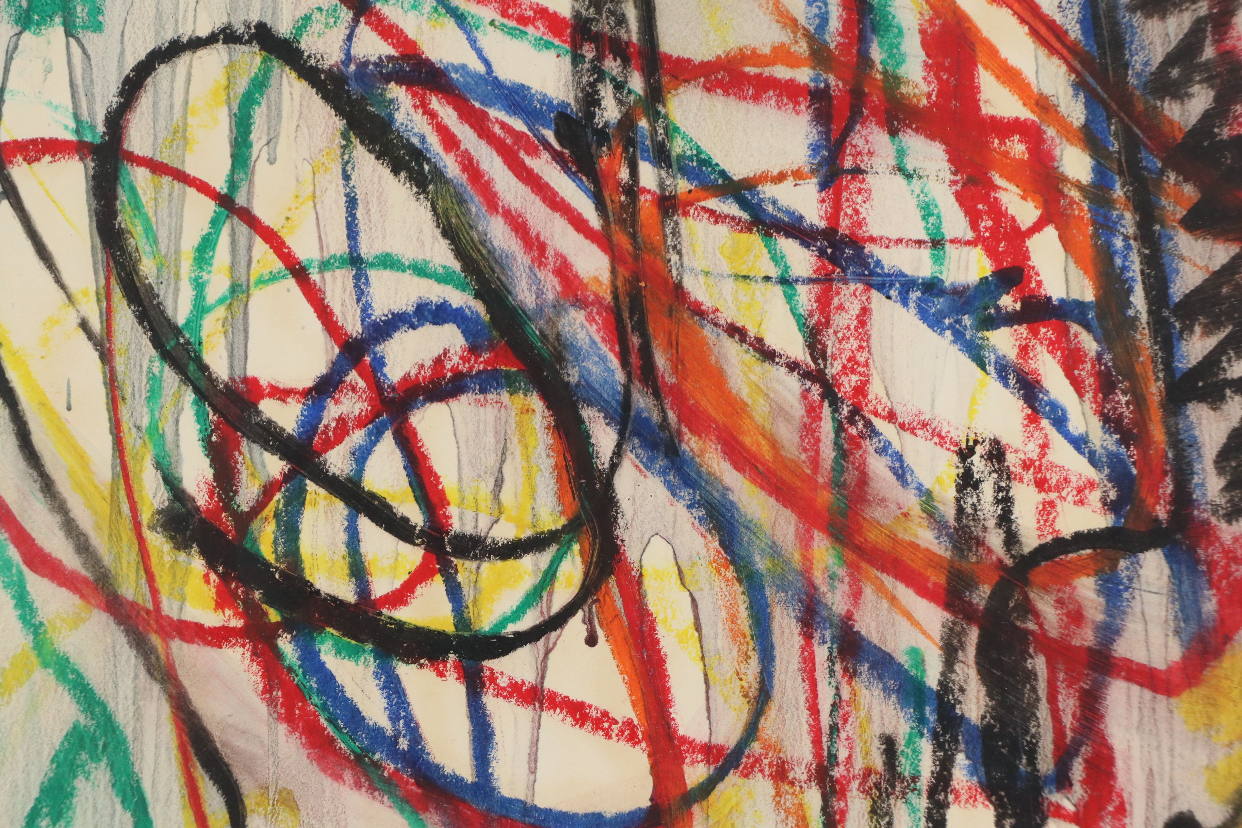 Jack Meanwell Abstract Expressionist Drawing, 1980