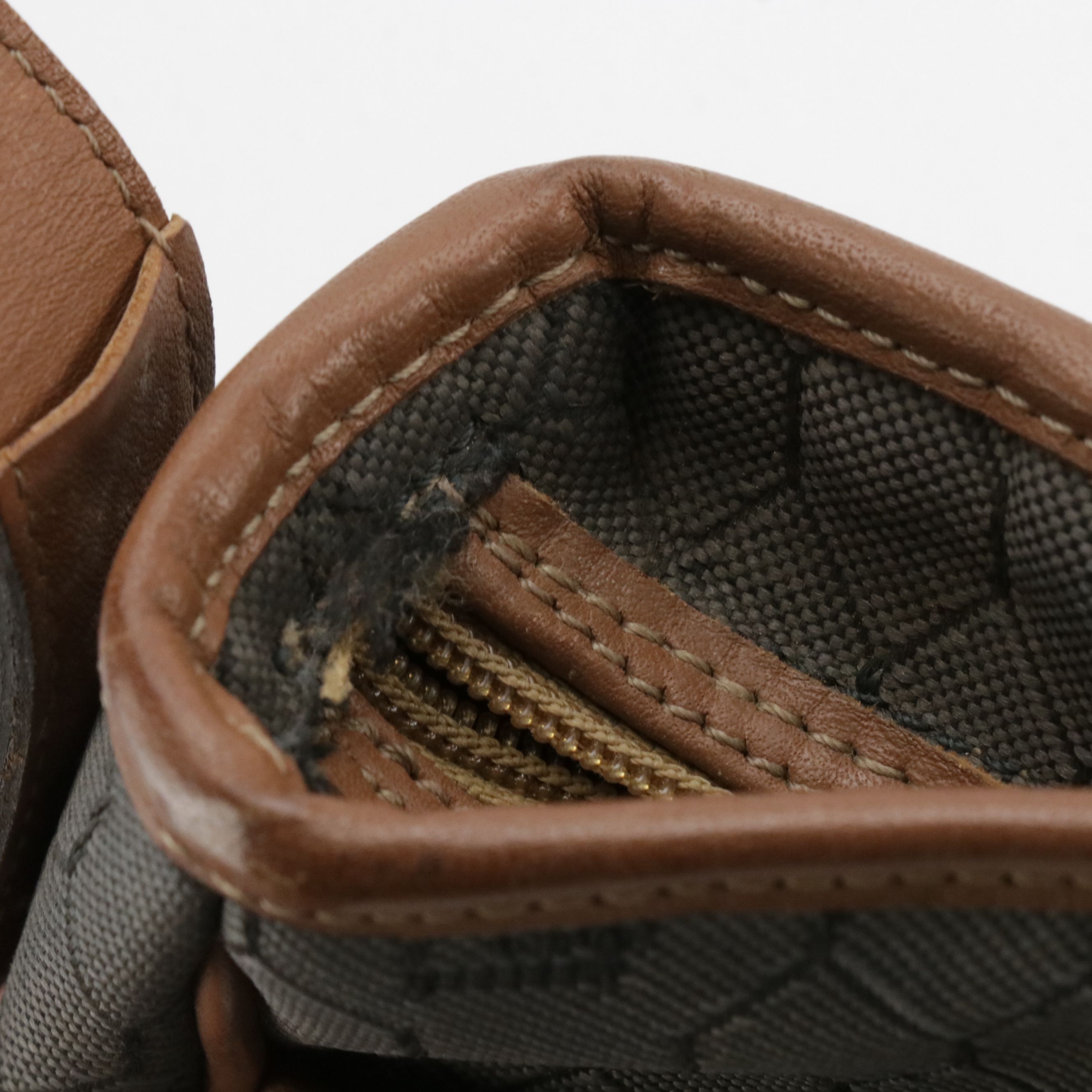 Christian Dior Gray Honeycomb Canvas and Brown Leather Crossbody Bag