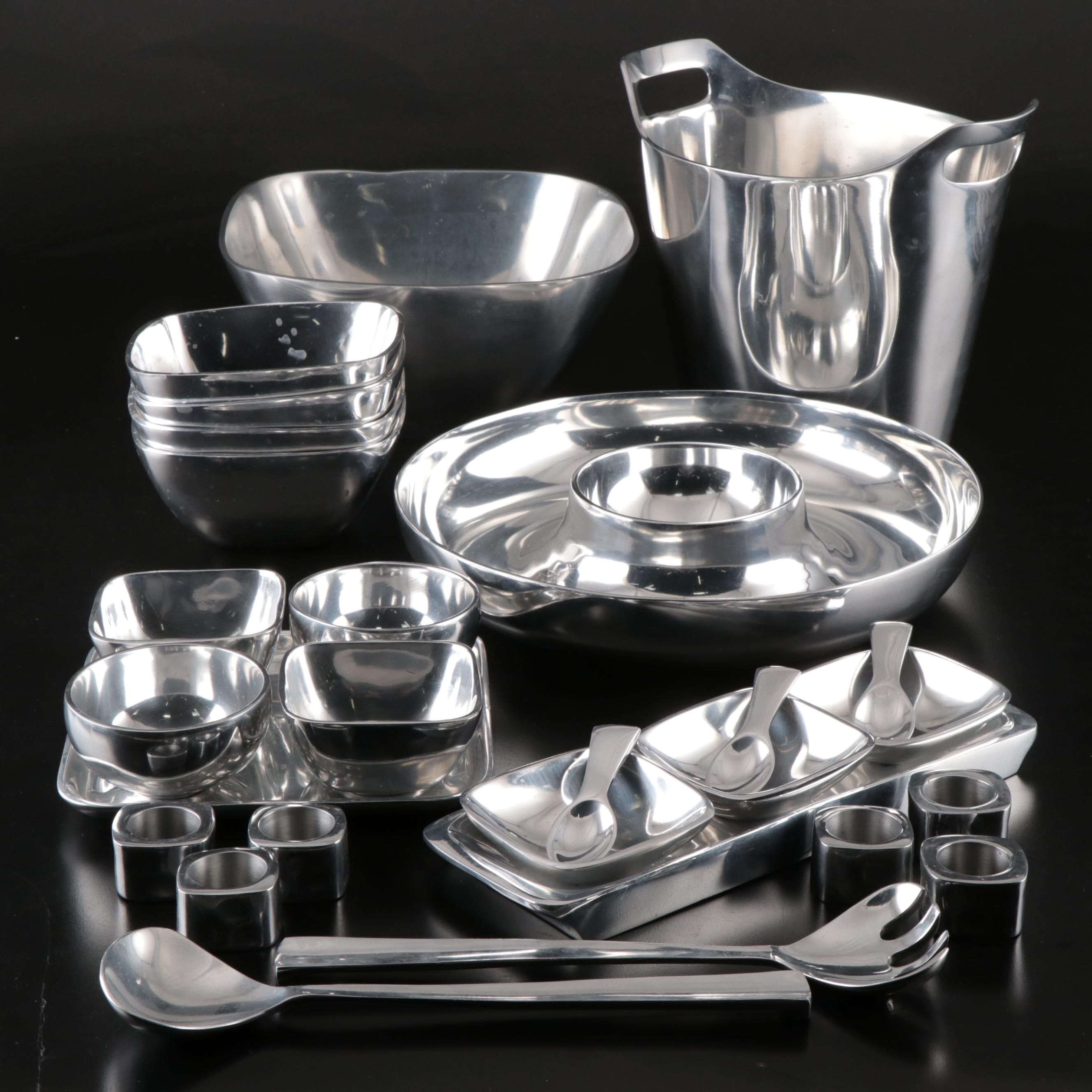 Pottery Barn "Barona" Polished Aluminum Serveware and Table Accessories