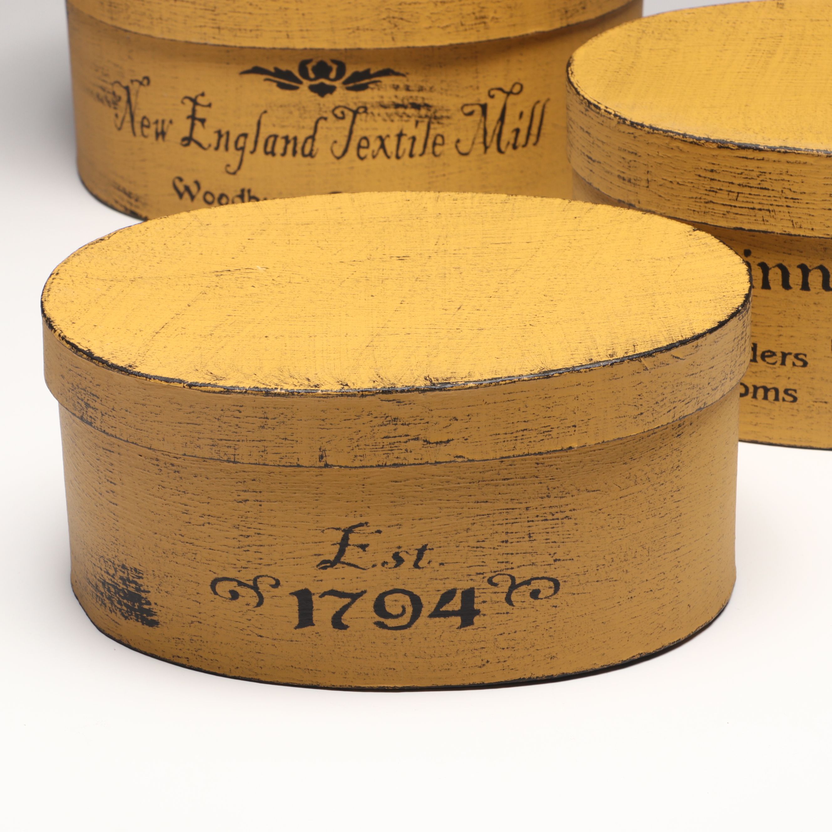 New England Textile Mill Decorative Wooden Boxes