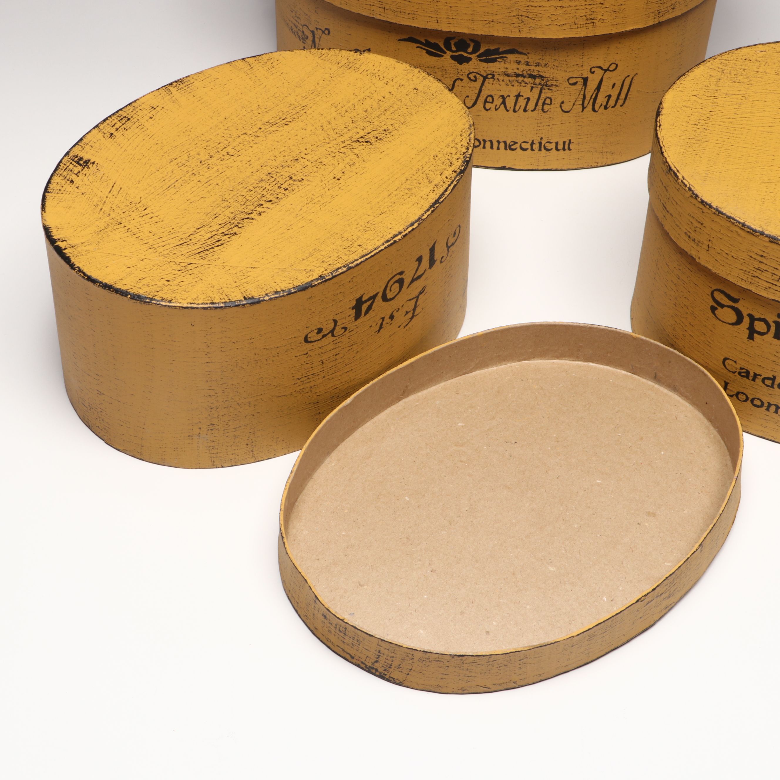 New England Textile Mill Decorative Wooden Boxes