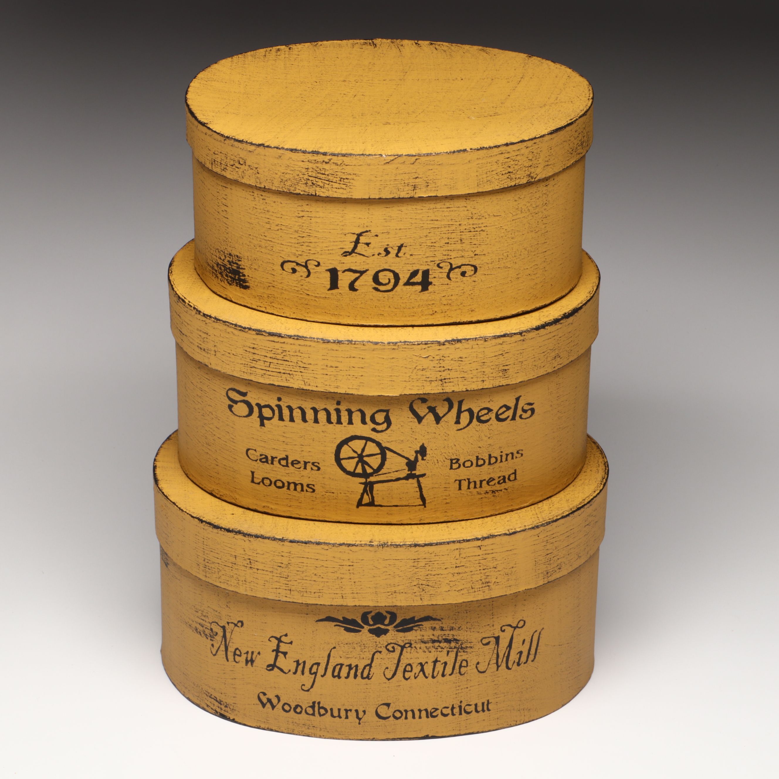 New England Textile Mill Decorative Wooden Boxes