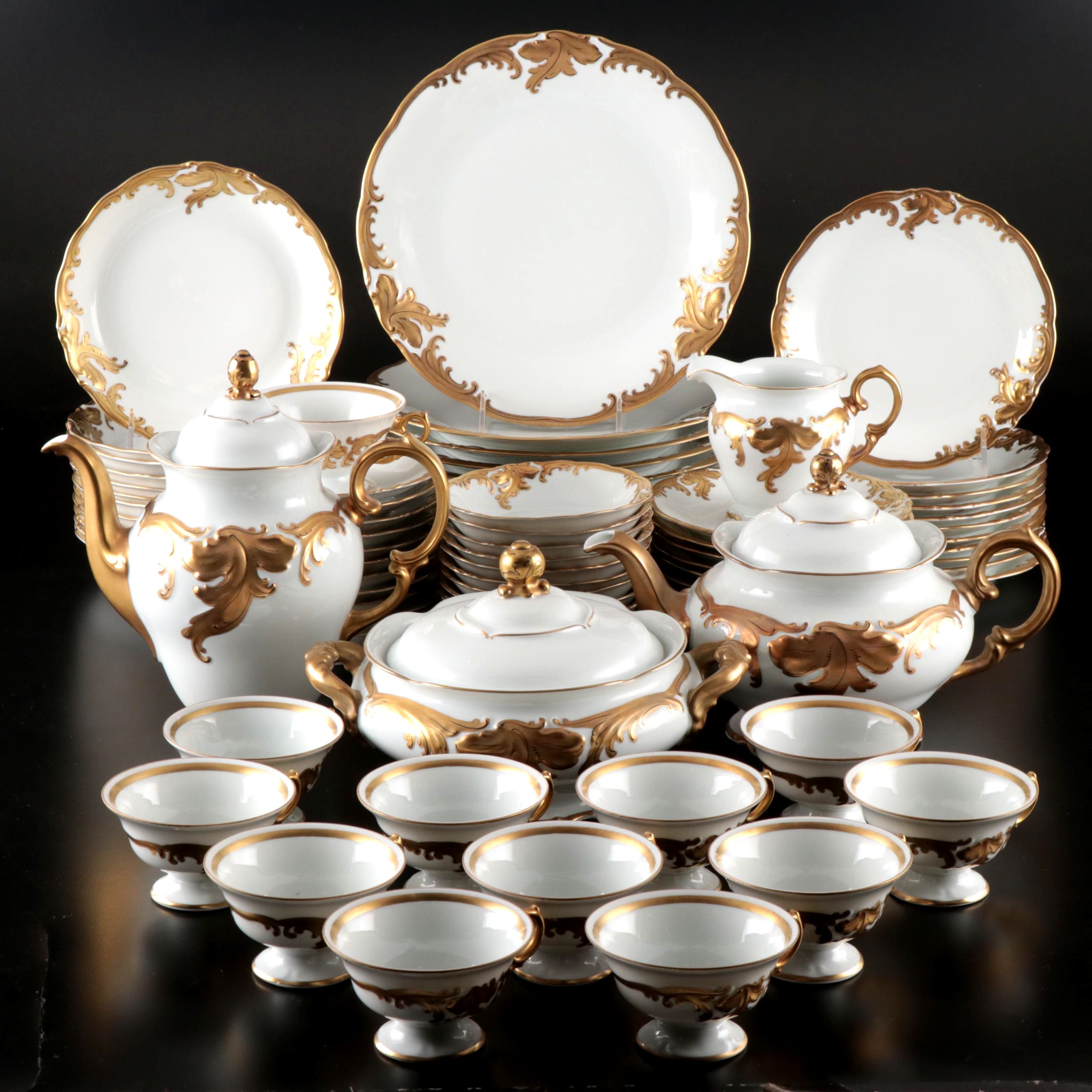 Wawel Polish Gilt Porcelain Dinnerware and Serving Pieces