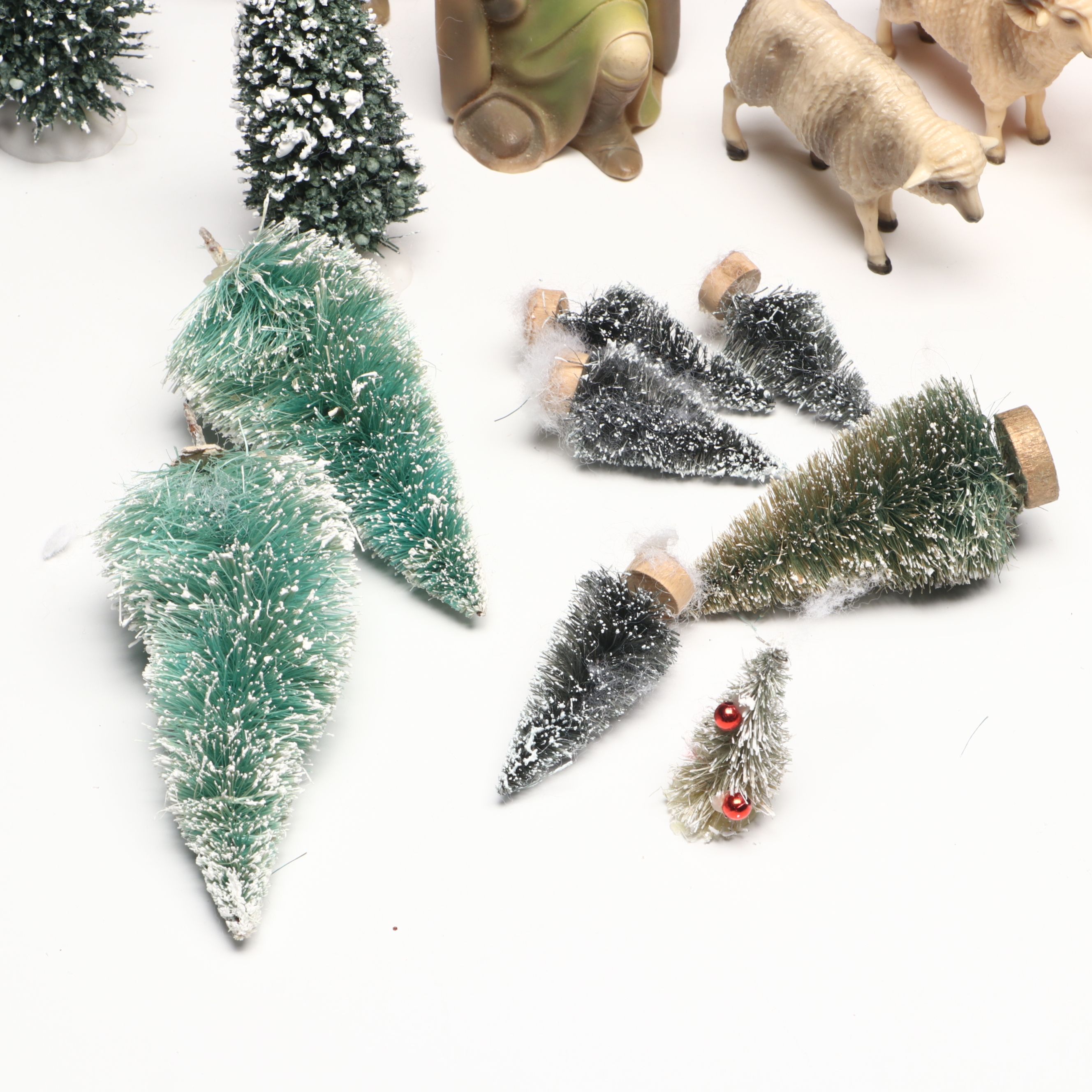 Japanese Christmas Deer with Nativity and Tree Figurines