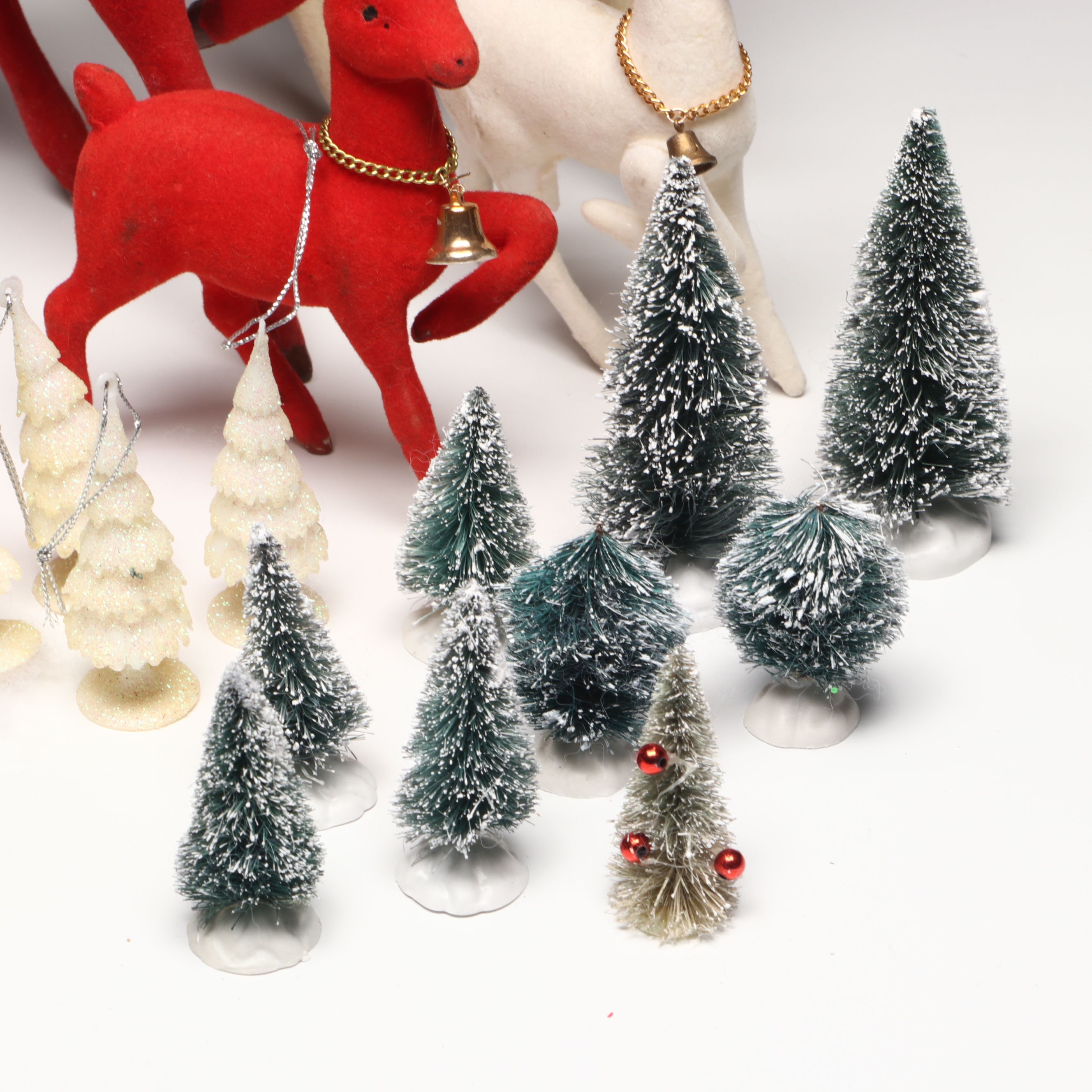 Japanese Christmas Deer with Nativity and Tree Figurines