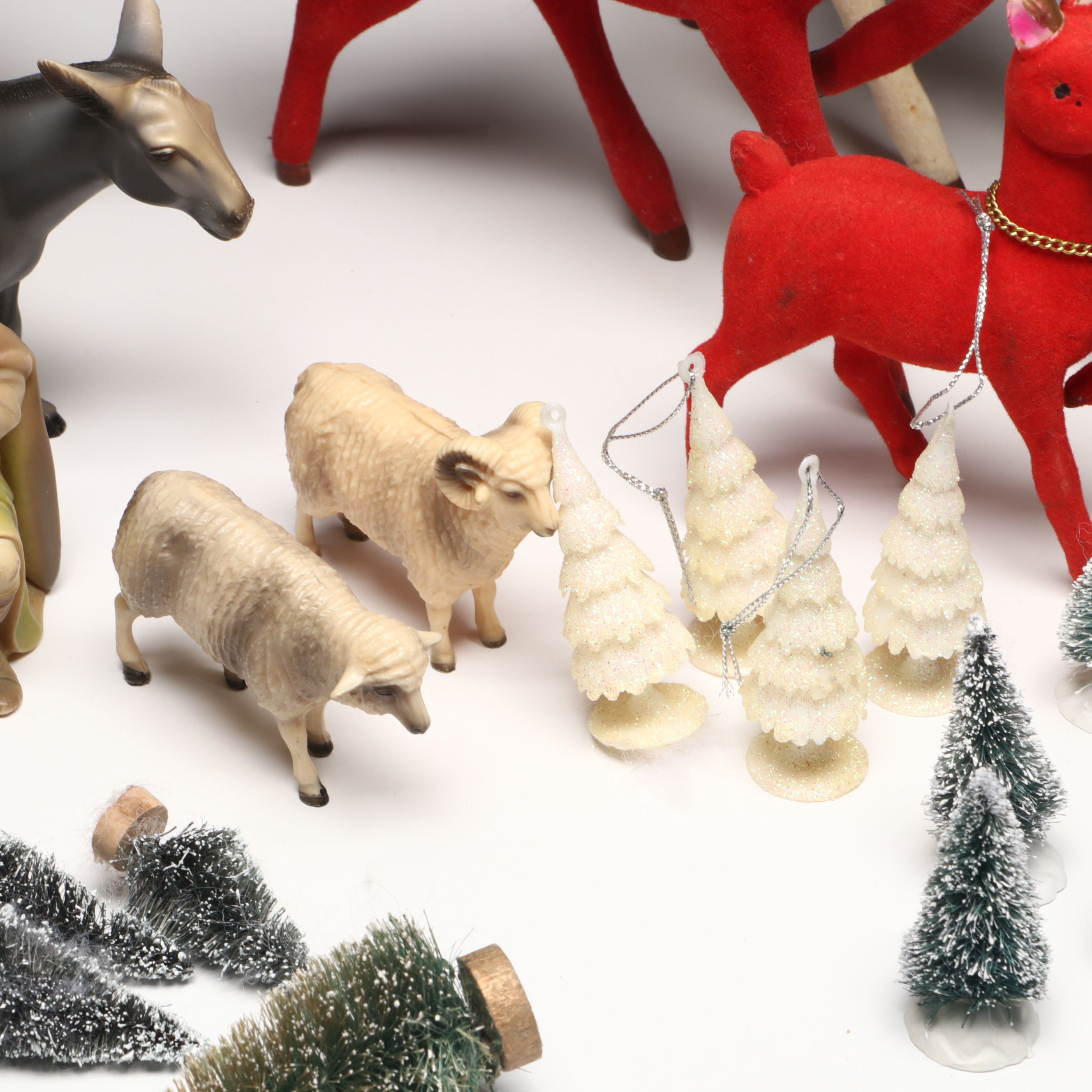 Japanese Christmas Deer with Nativity and Tree Figurines