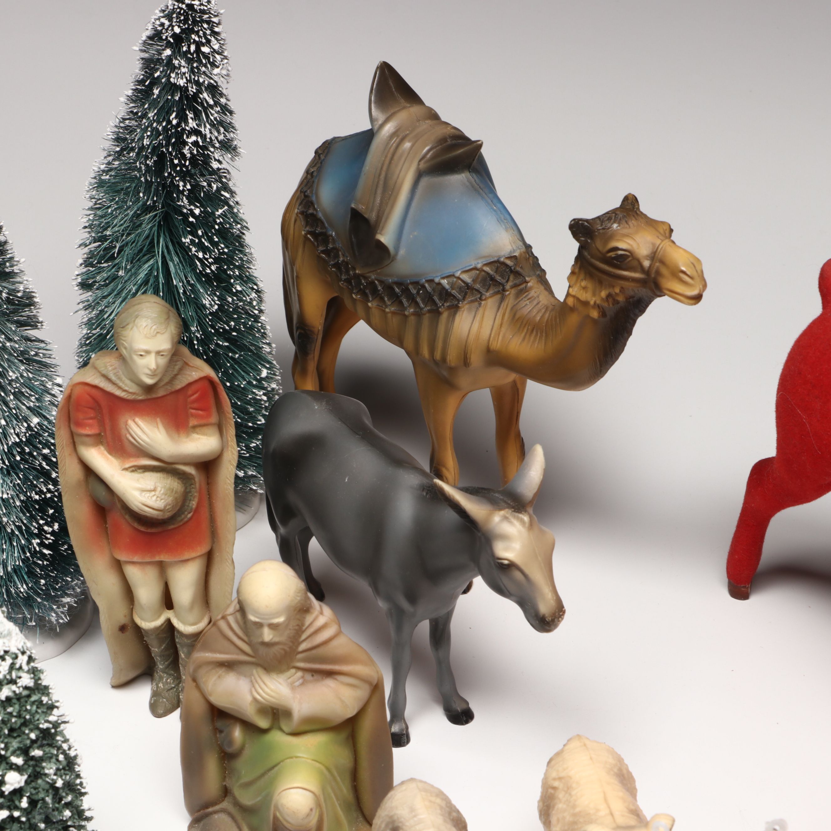 Japanese Christmas Deer with Nativity and Tree Figurines