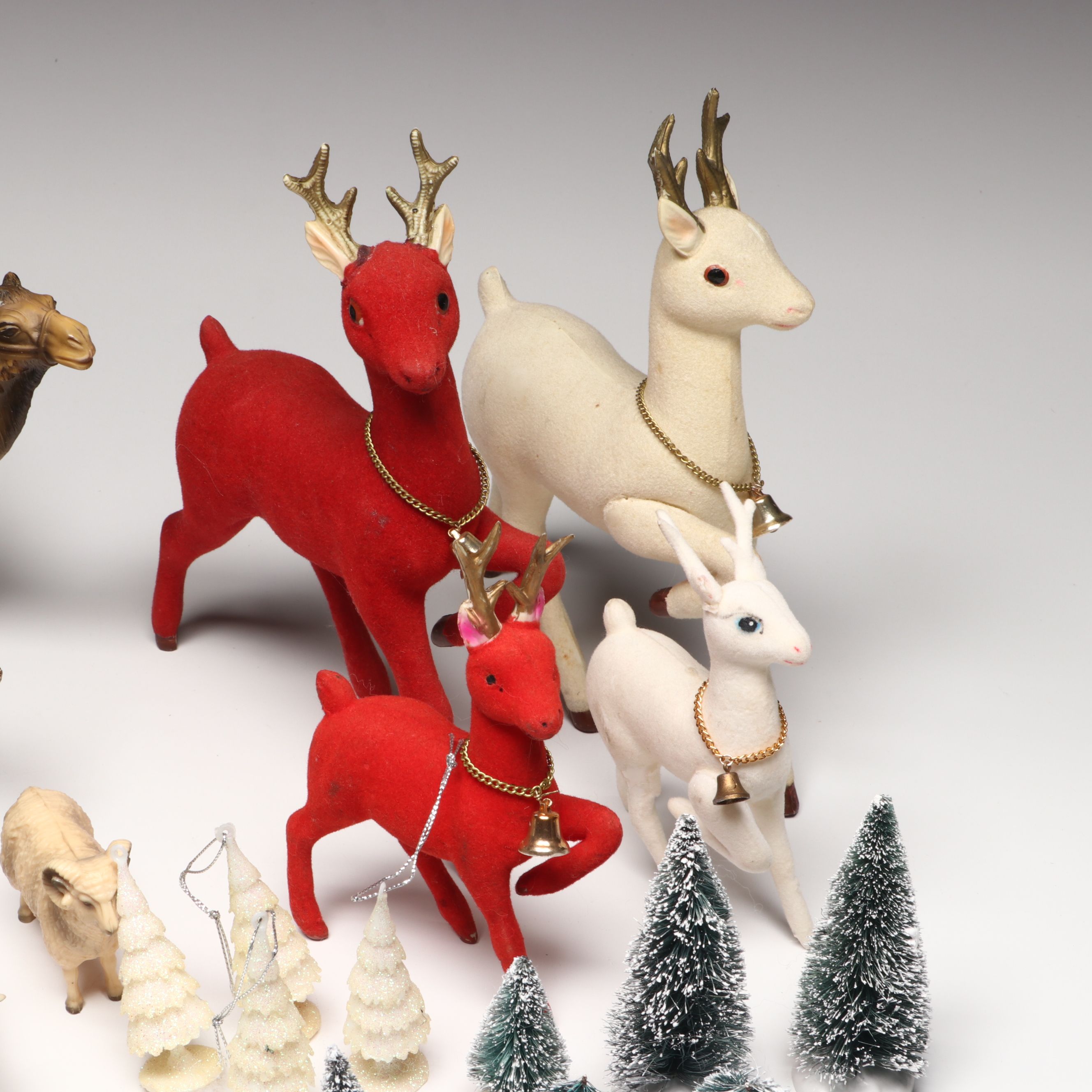 Japanese Christmas Deer with Nativity and Tree Figurines