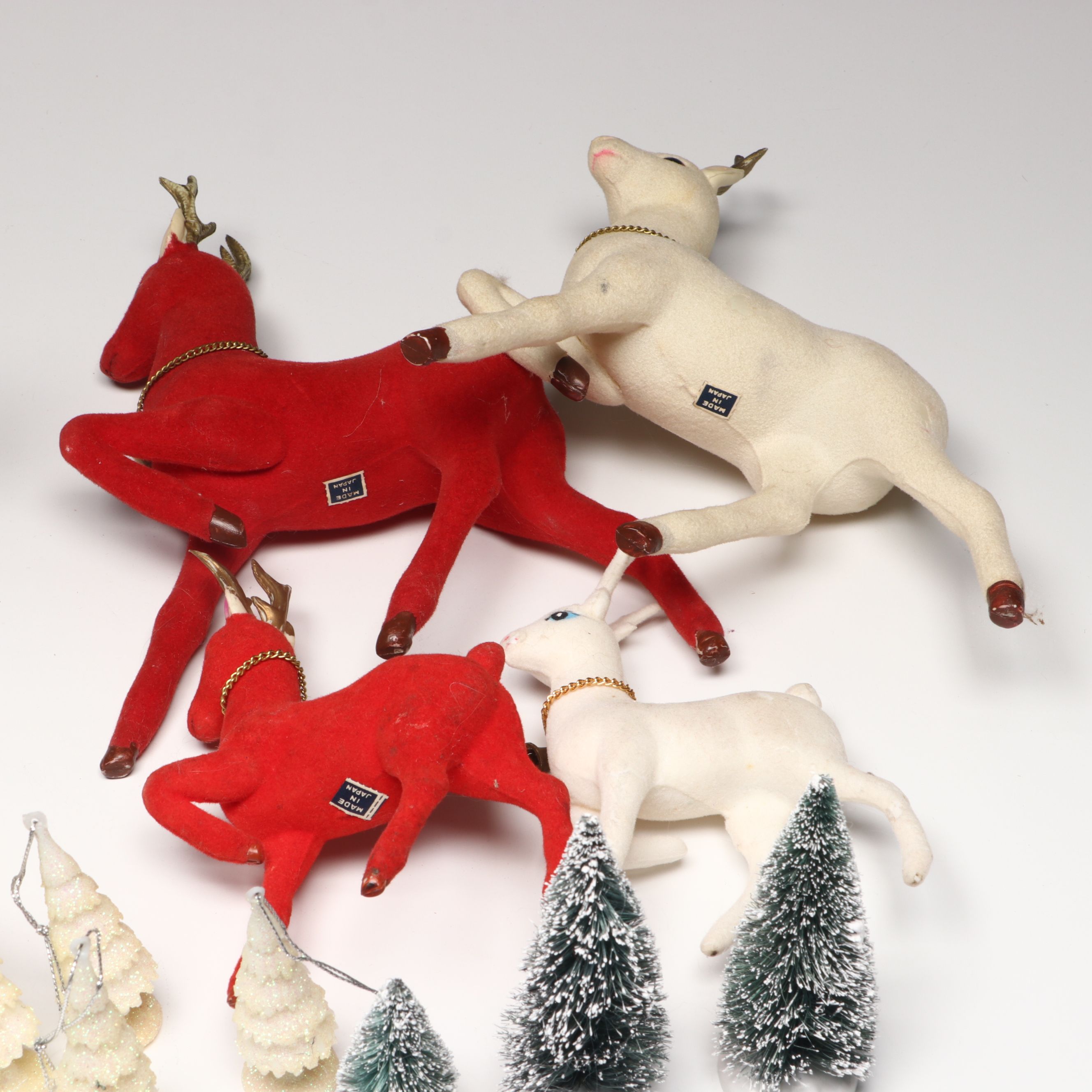 Japanese Christmas Deer with Nativity and Tree Figurines