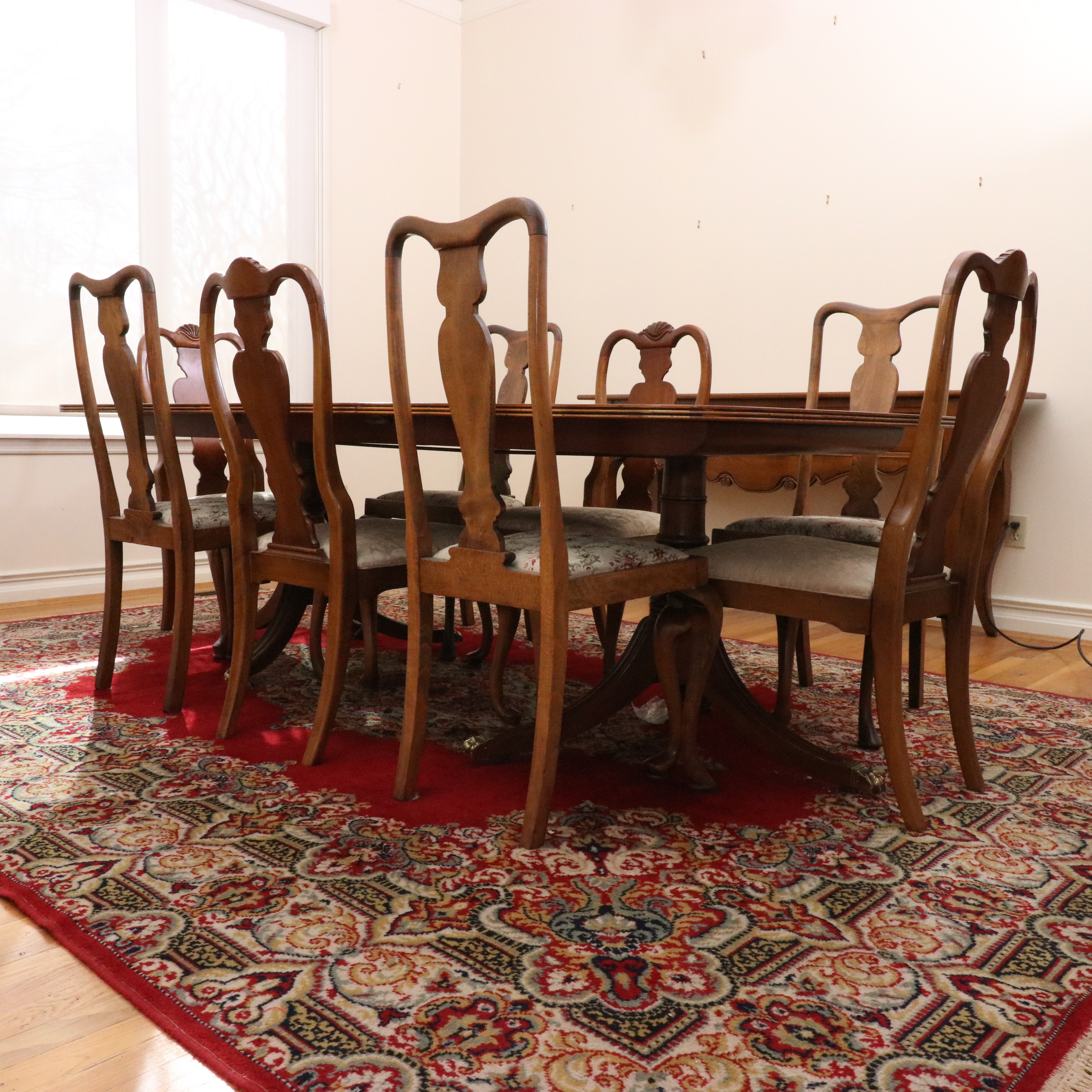 Nine Piece Dining Set with Henredon Duncan Phyfe Style Table