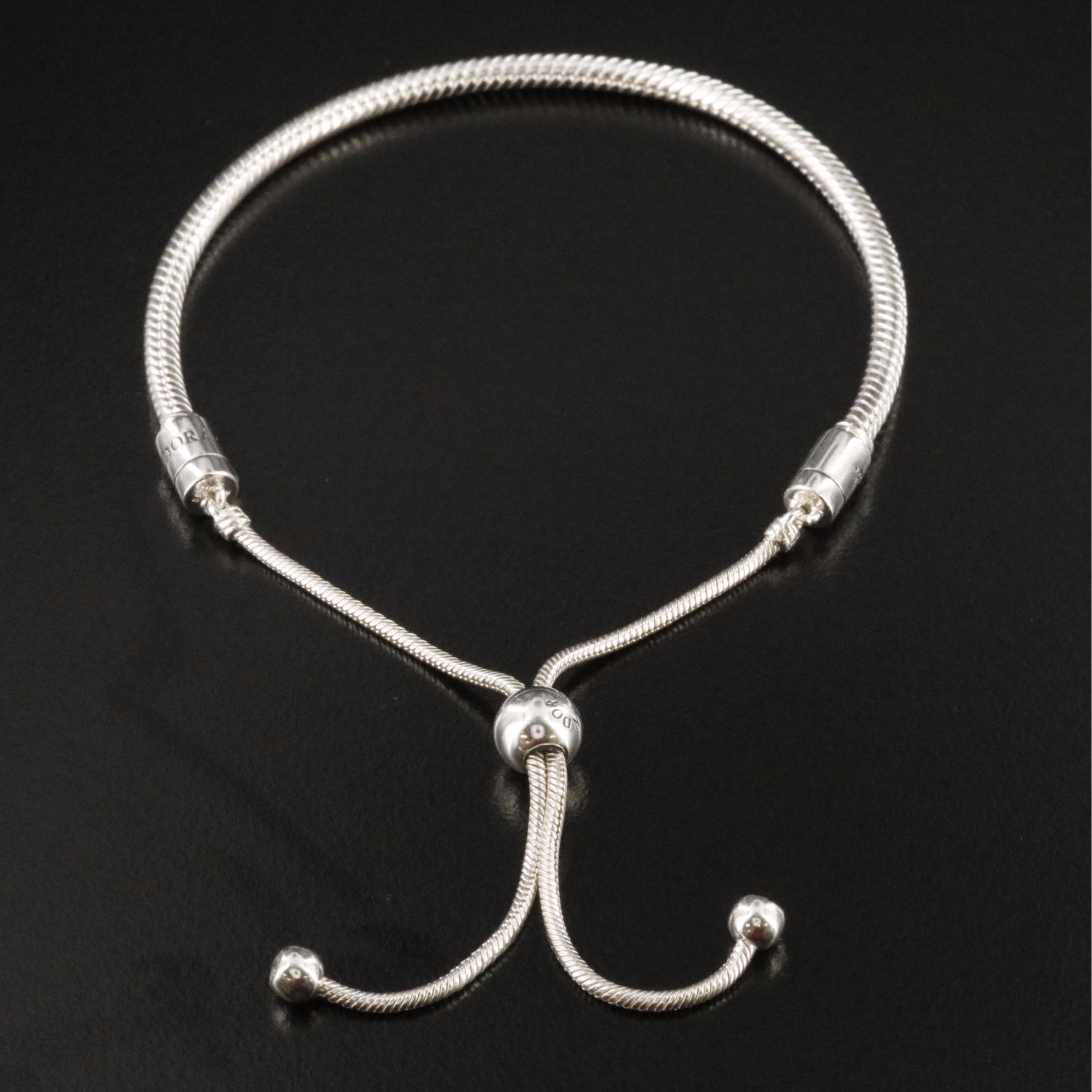 Pandora Moments Sterling Bolo Bracelet with CZ Detail