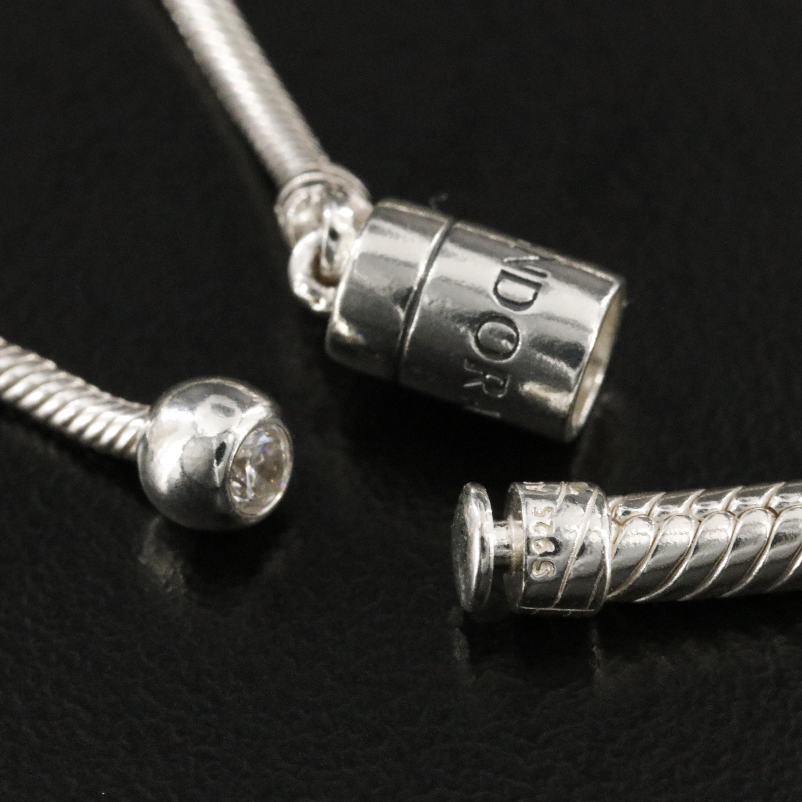 Pandora Moments Sterling Bolo Bracelet with CZ Detail