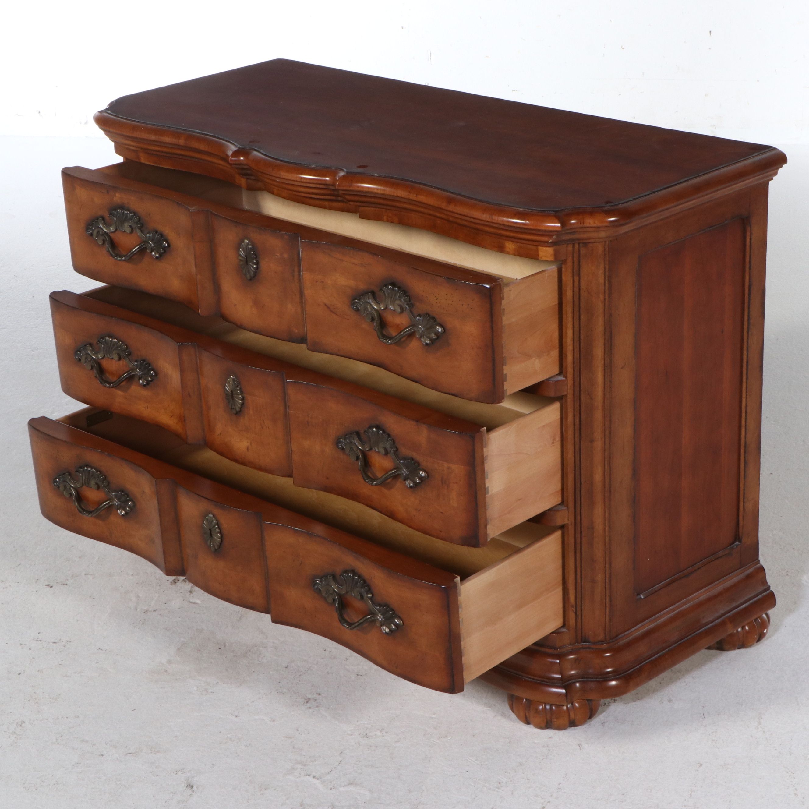 Century Three-Drawer Serpentine Front Chest of Drawers