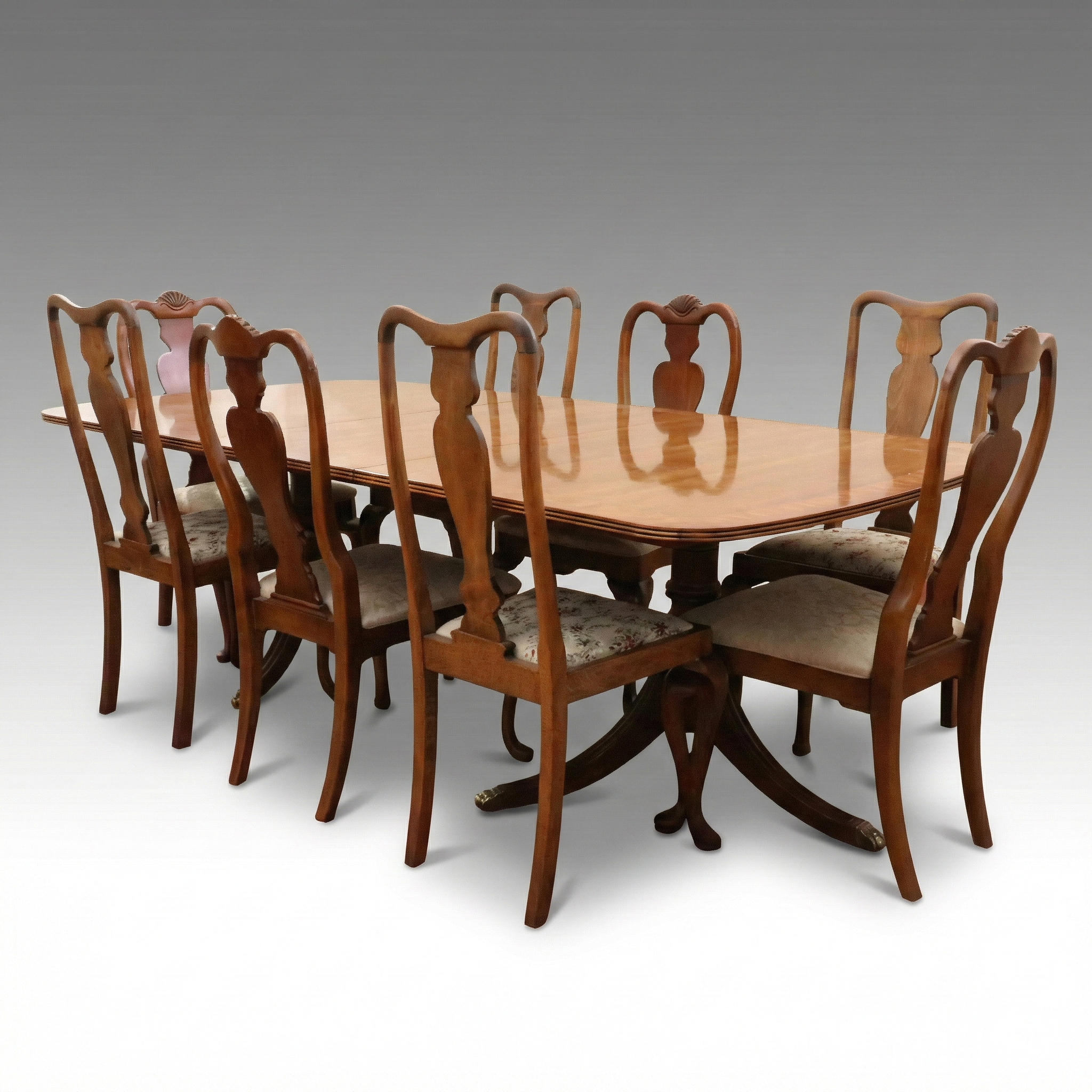 Nine Piece Dining Set with Henredon Duncan Phyfe Style Table