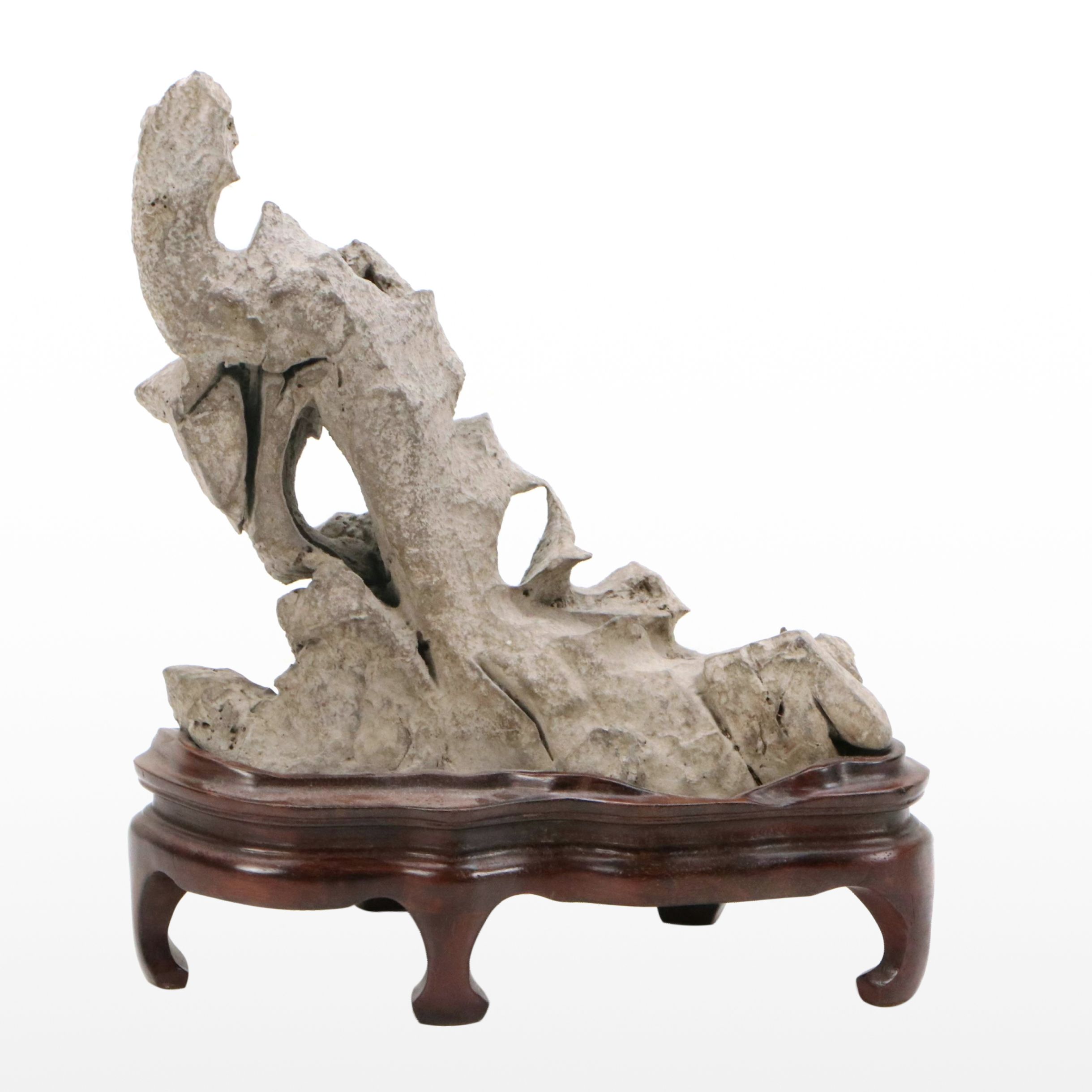 Chinese Scholar's Stone with Fitted Wood Pedestal