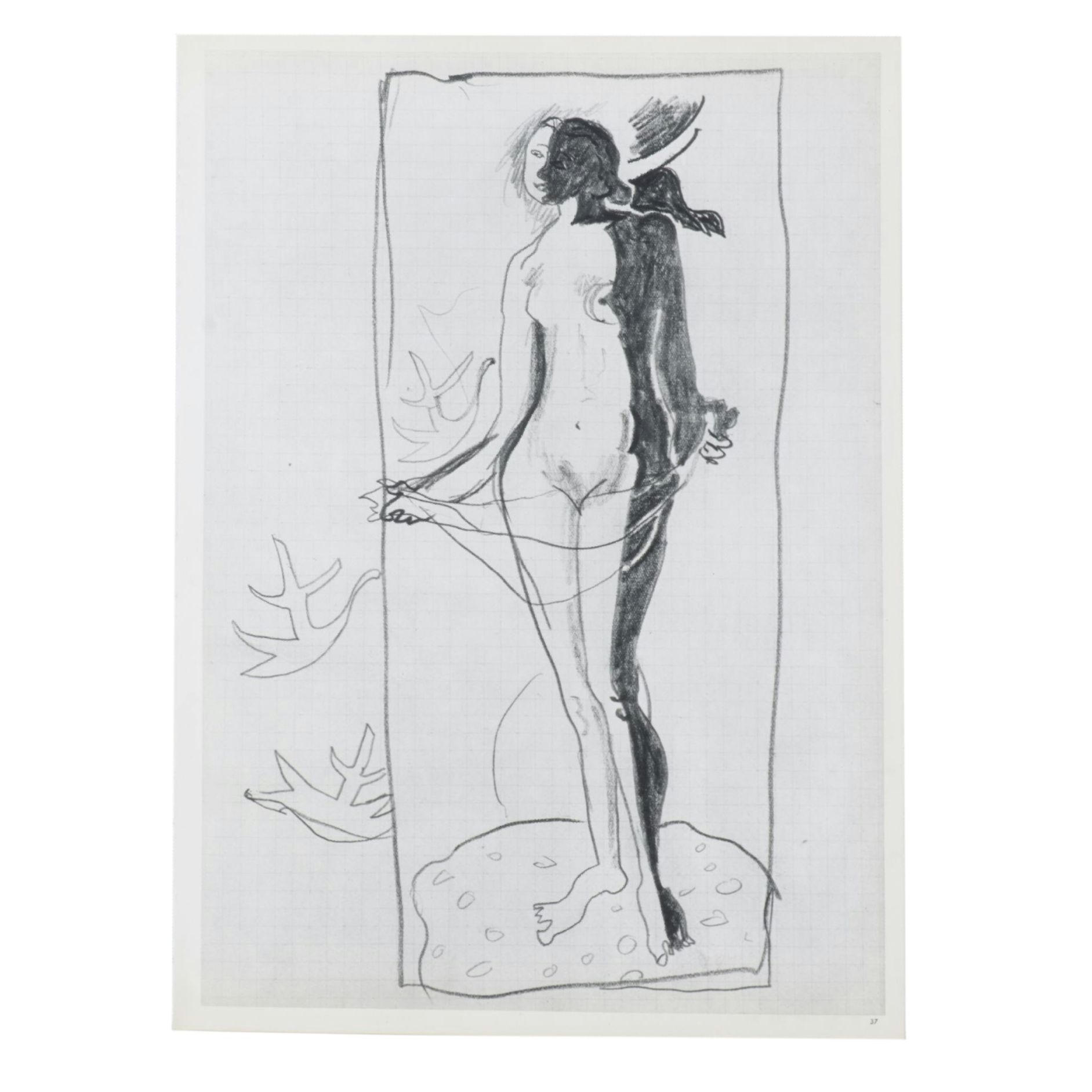 Rotogravure After Georges Braque Figural Illustration of a Nude Woman, 1955