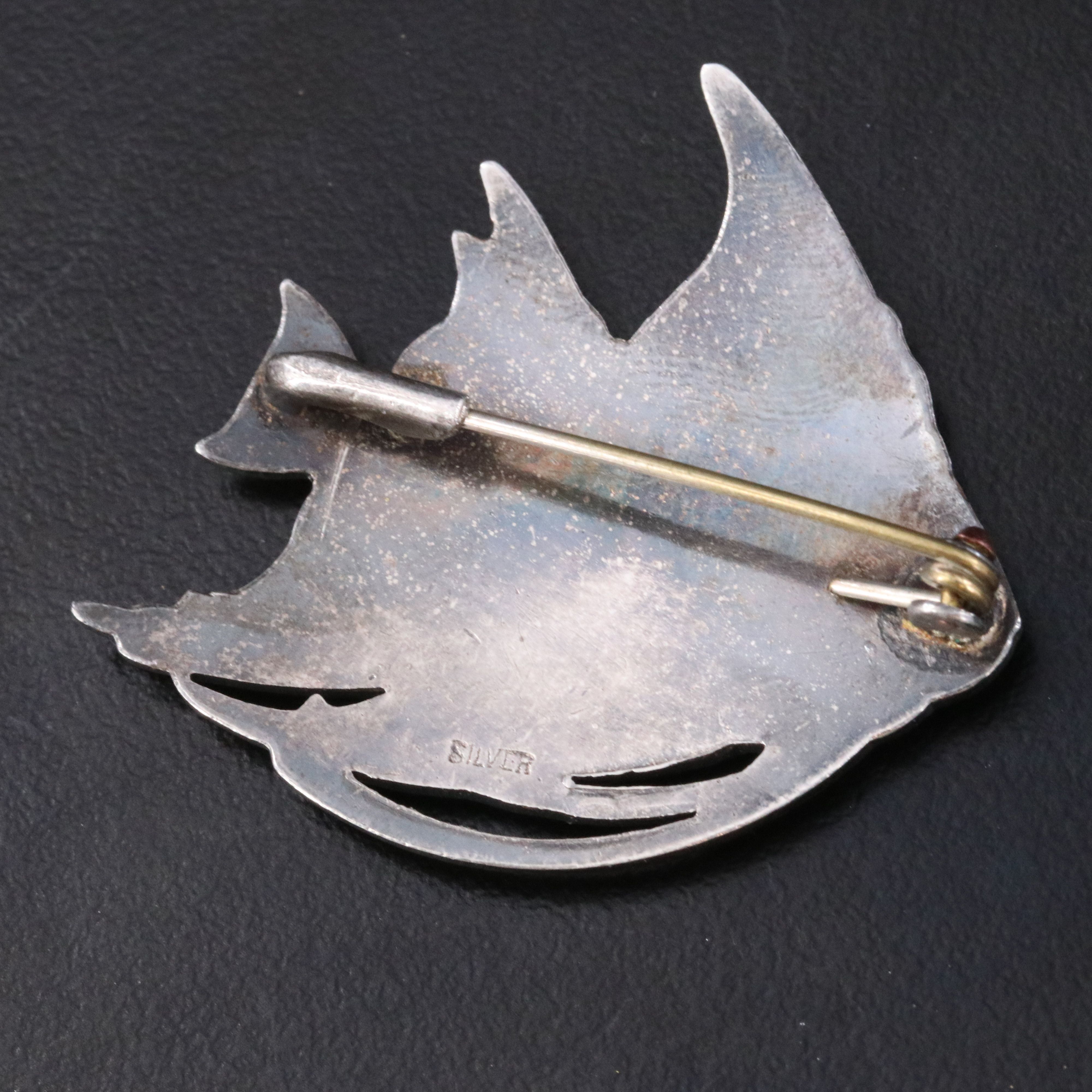 Vintage Sterling Enamel Angel Fish Brooch